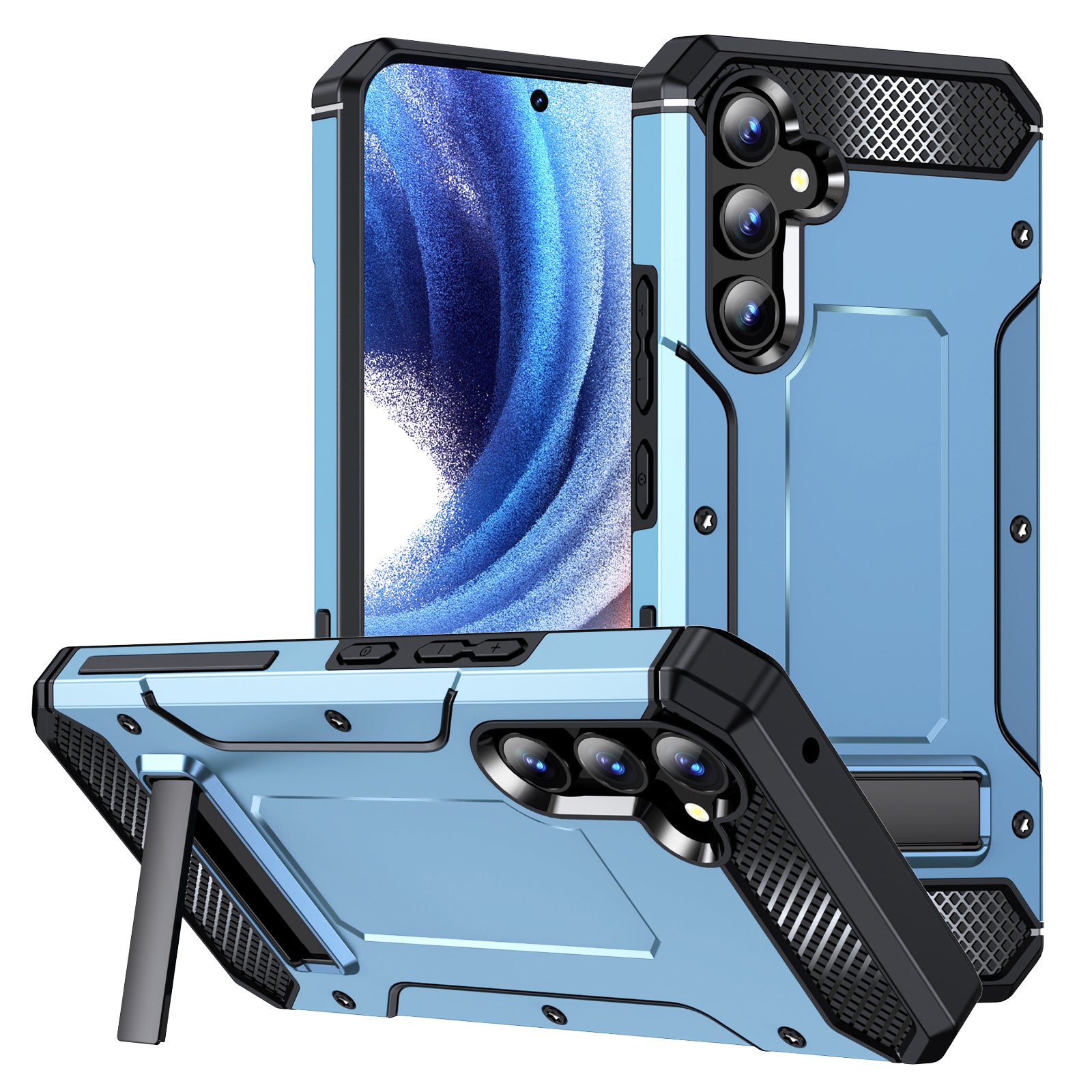 For Samsung Galaxy A14 5G / A14 4G Metal Kickstand Case Anti-Drop Phone Protector Hard PC TPU Phone Shell