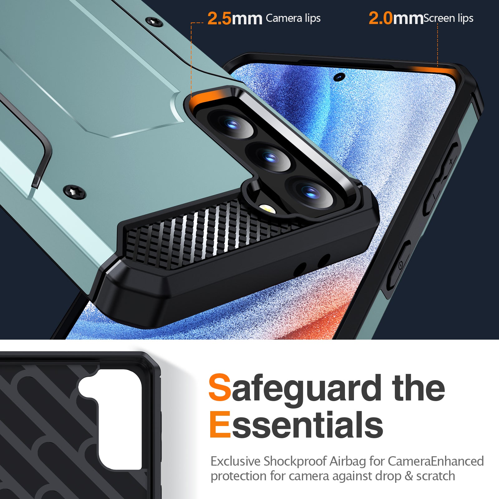 For Samsung Galaxy S22 5G TPU PC Phone Cover Drop-proof Case with Metal Kickstand