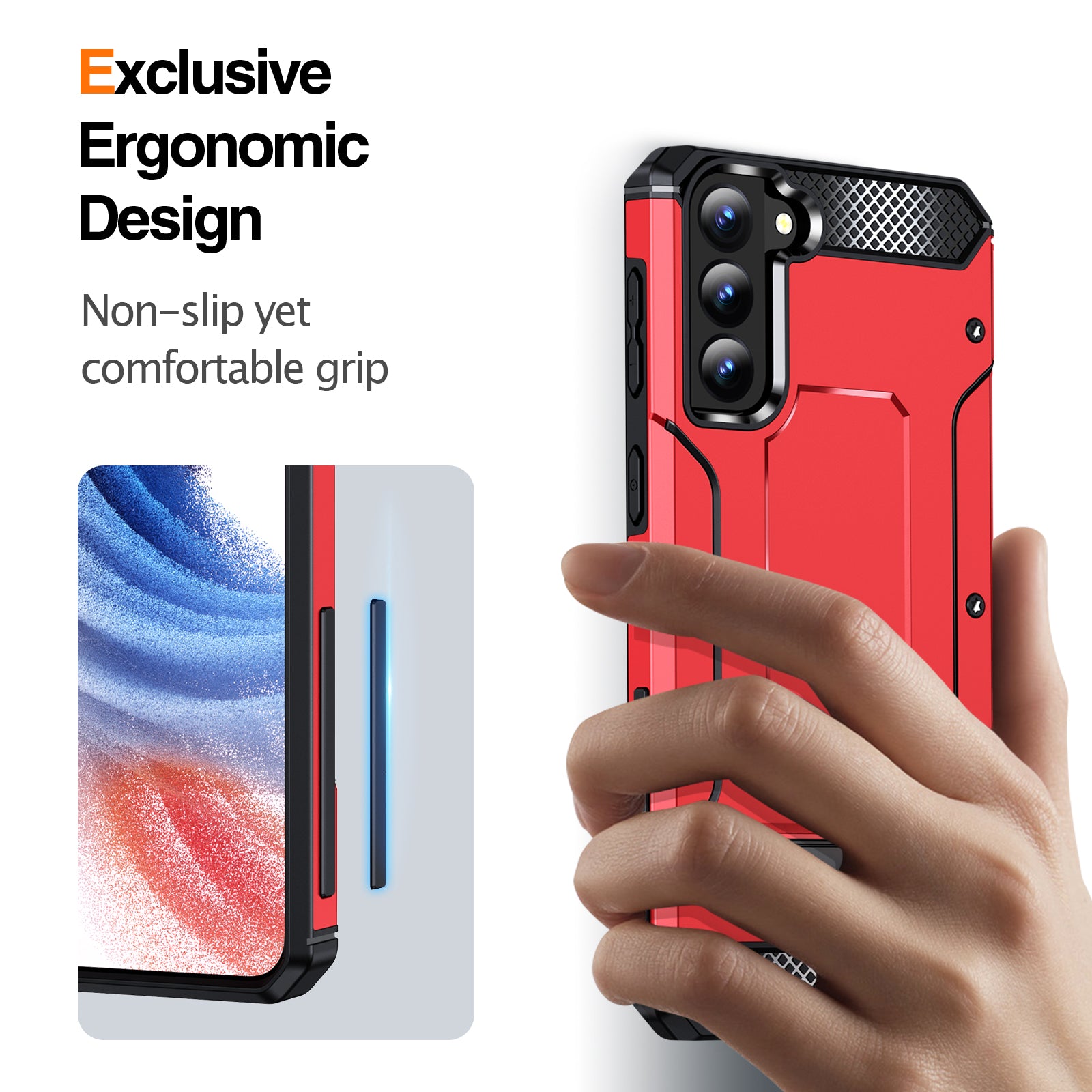 For Samsung Galaxy S22 5G TPU PC Phone Cover Drop-proof Case with Metal Kickstand