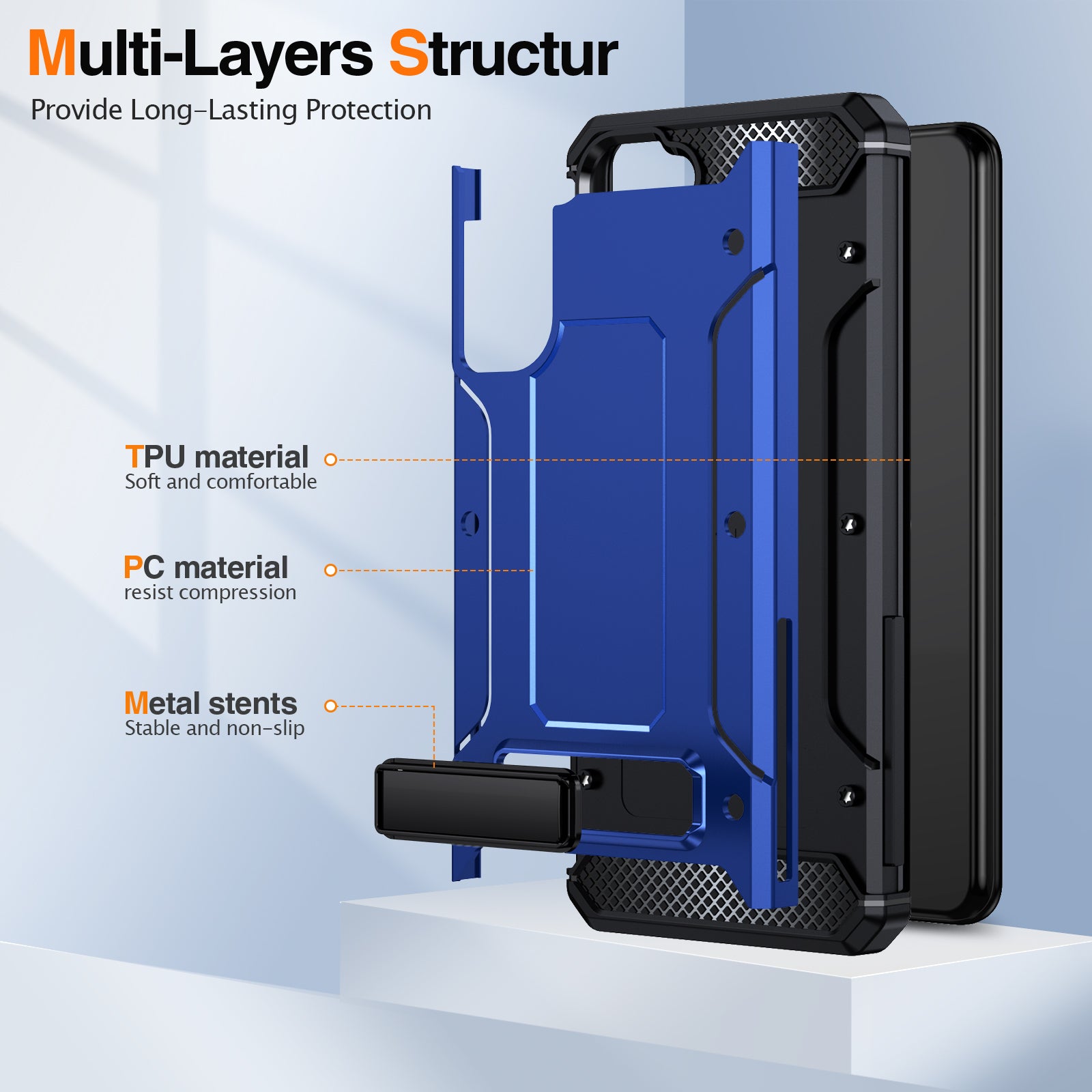 For Samsung Galaxy S22 5G TPU PC Phone Cover Drop-proof Case with Metal Kickstand