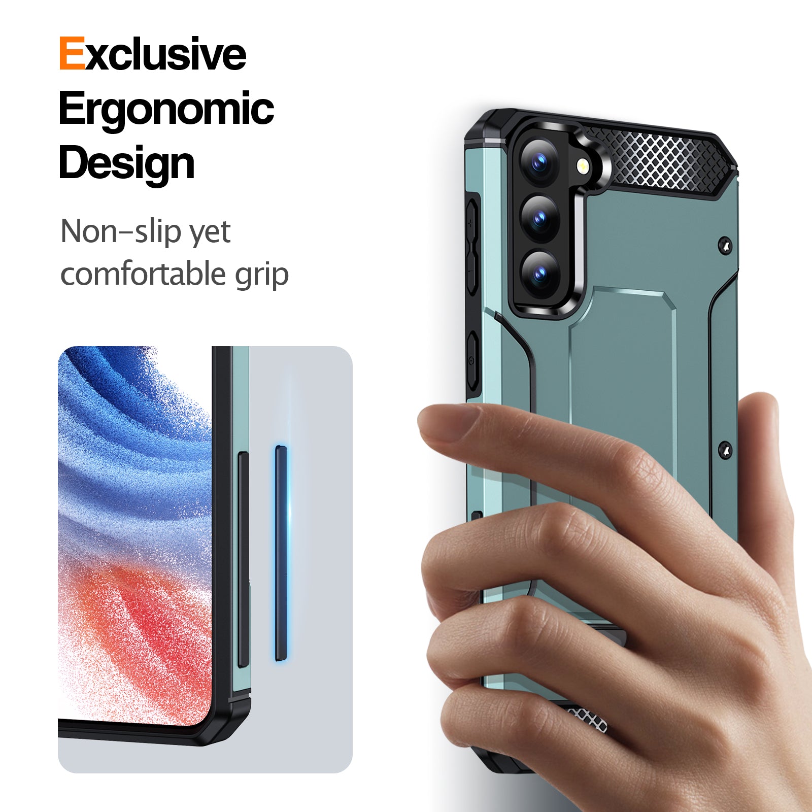 For Samsung Galaxy S21 5G Anti-drop Phone Cover TPU PC Metal Kickstand Phone Case