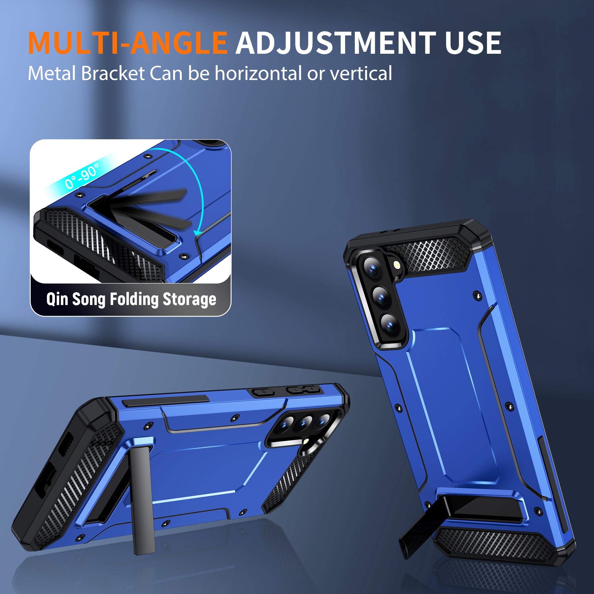 For Samsung Galaxy S21 5G Anti-drop Phone Cover TPU PC Metal Kickstand Phone Case