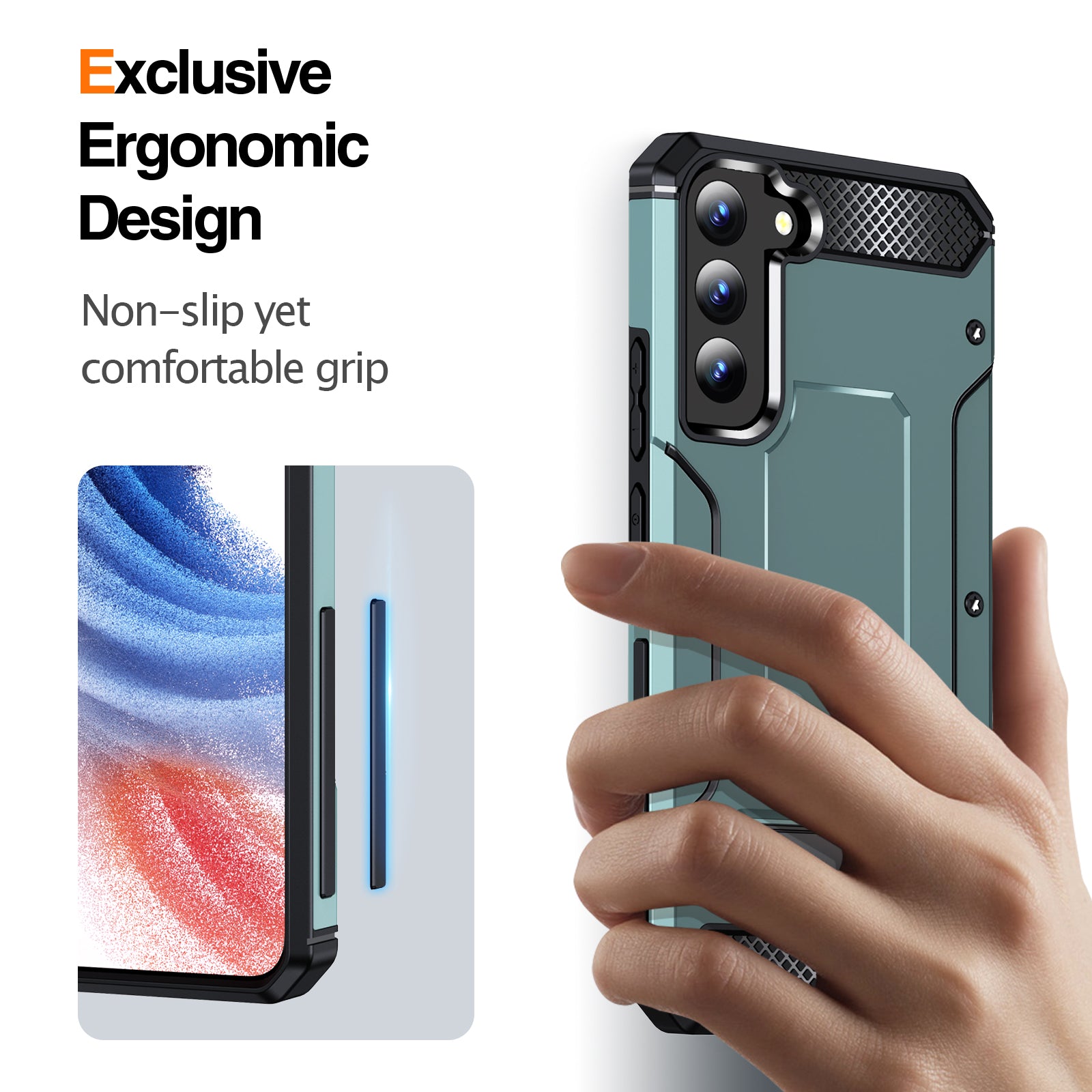 For Samsung Galaxy S22 5G Metal Kickstand Phone Case Anti-Dust Hard PC TPU Phone Cover