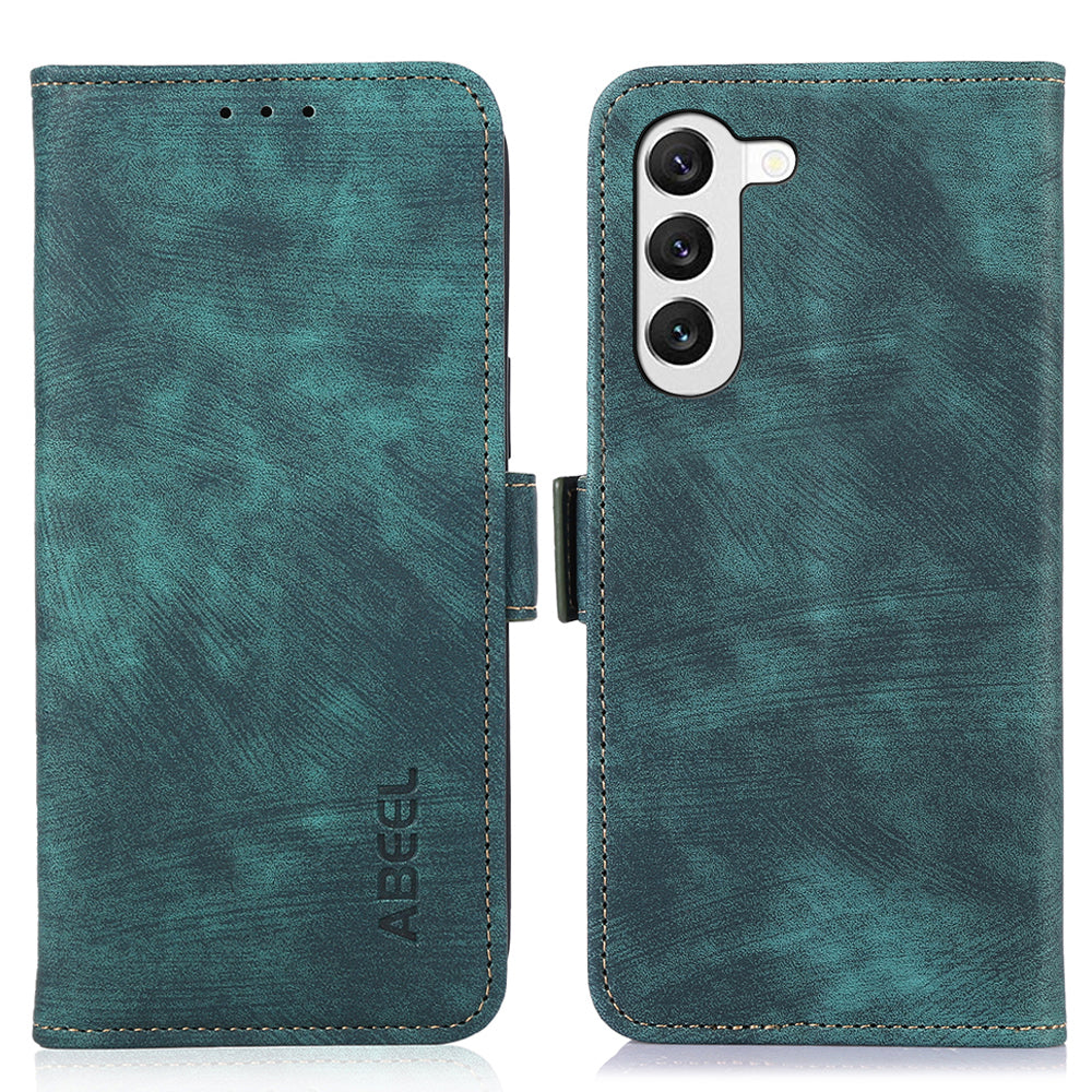 ABEEL Wallet Phone Cover For Samsung Galaxy S22 5G Anti-Scratch Retro Texture PU Leather Phone Stand Case