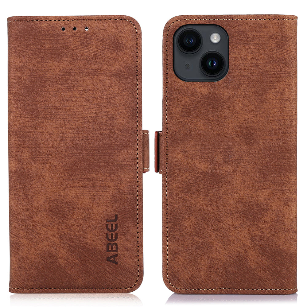 ABEEL PU Leather Stand Case for iPhone 13 Wallet Retro Cell Phone Cover