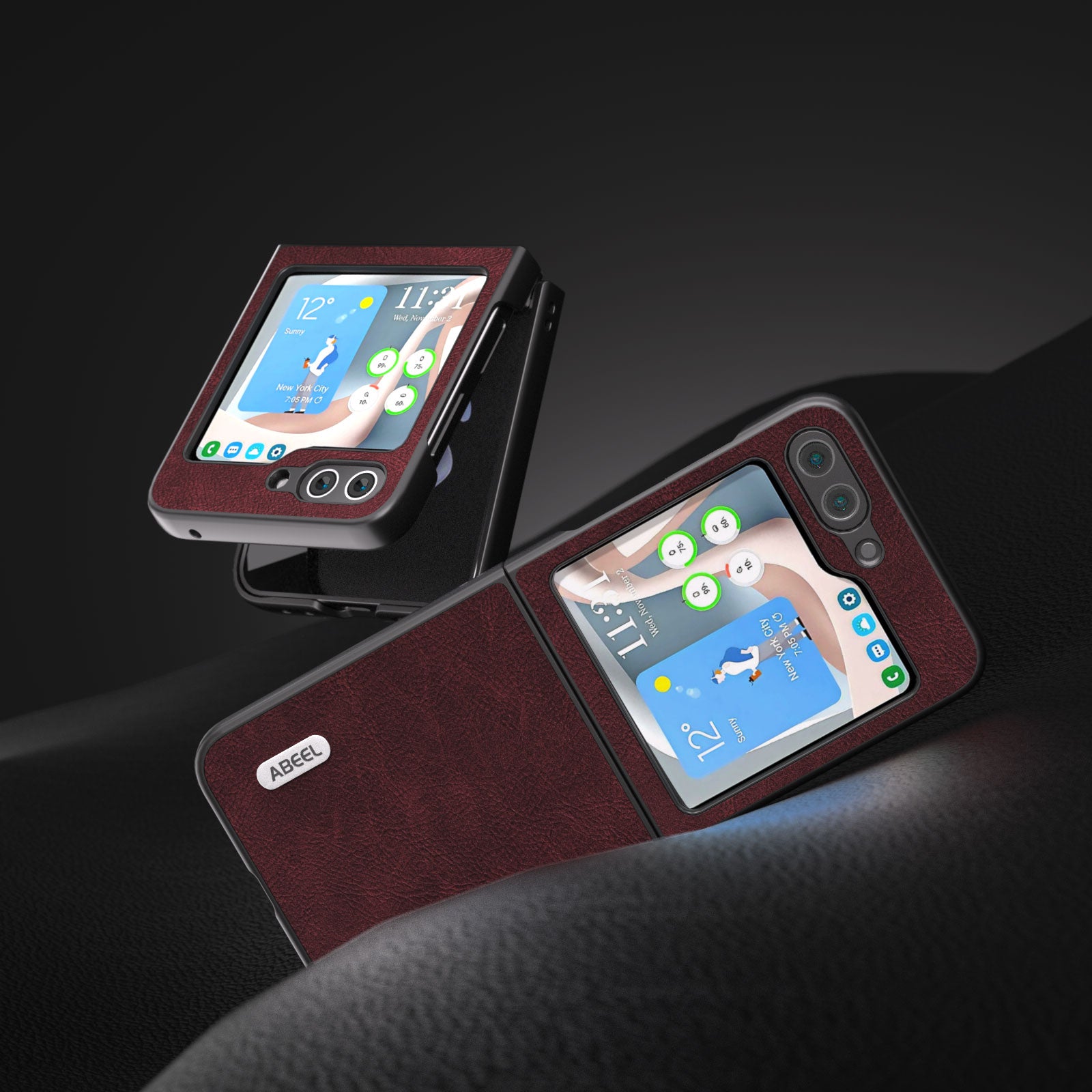 ABEEL til Samsung Galaxy Z Flip5 5G PU læder pc-telefonetui Litchi Texture Anti-Drop beskyttelsescover