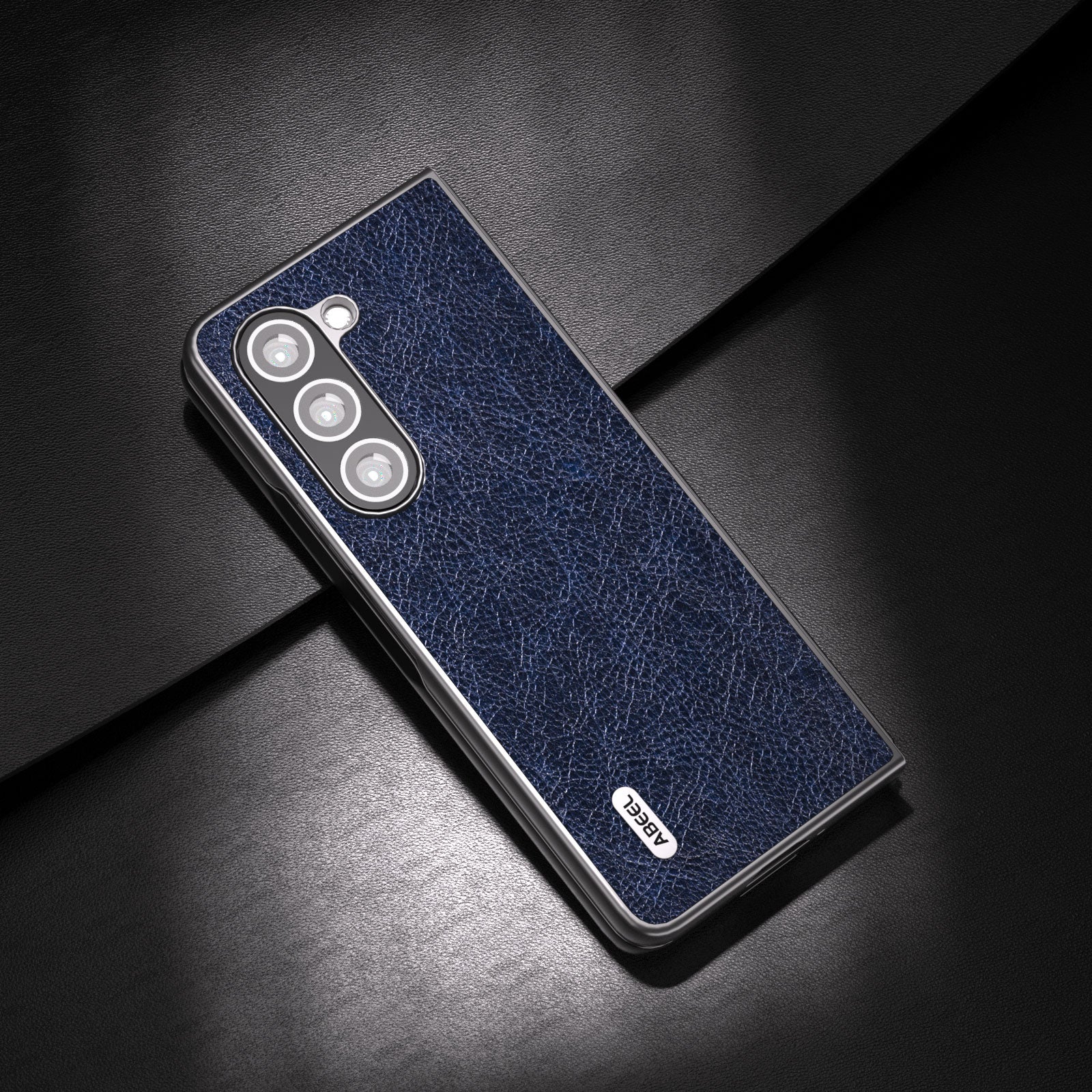 ABEEL For Samsung Galaxy Z Fold5 5G PU Leather Coated PC Back Phone Case Litchi Texture Vintage Shockproof Cover