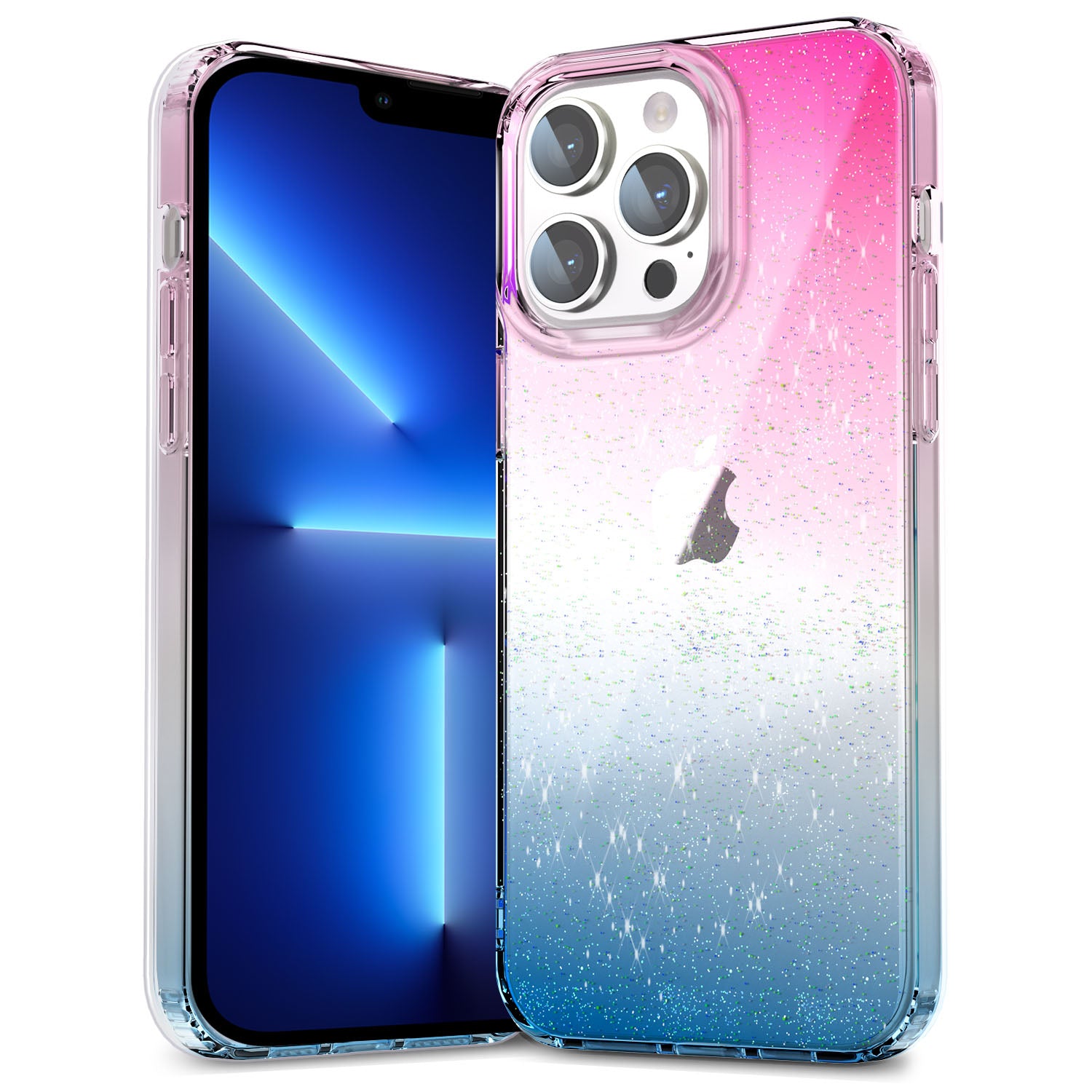 PC TPU Back Case for iPhone 13 Pro 6.1 inch Clear Glitter Powder IMD Mobile Phone Cover