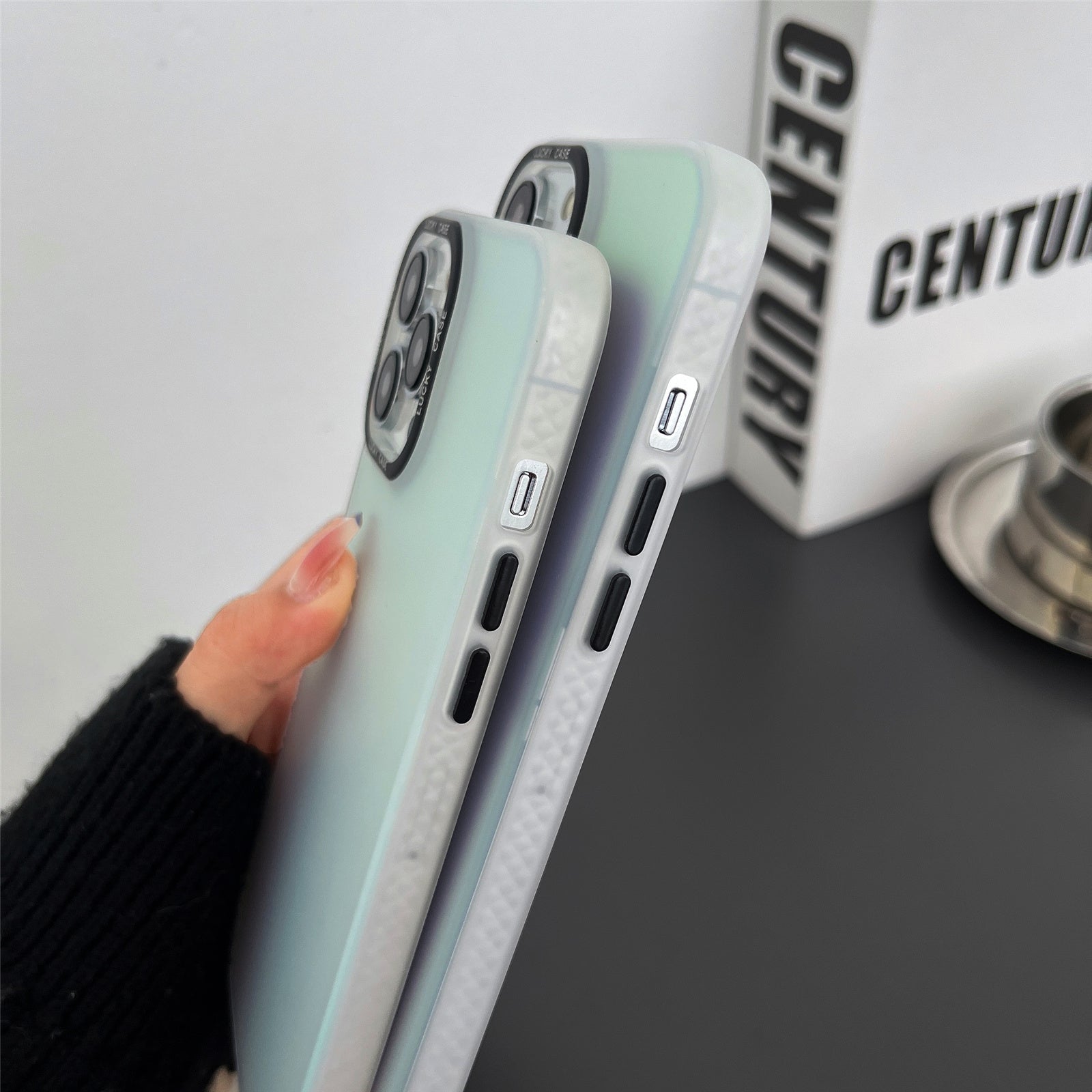 For iPhone 13 Pro Max Shockproof Laser Discoloration Phone Case Anti-Dust PC TPU Phone Cover