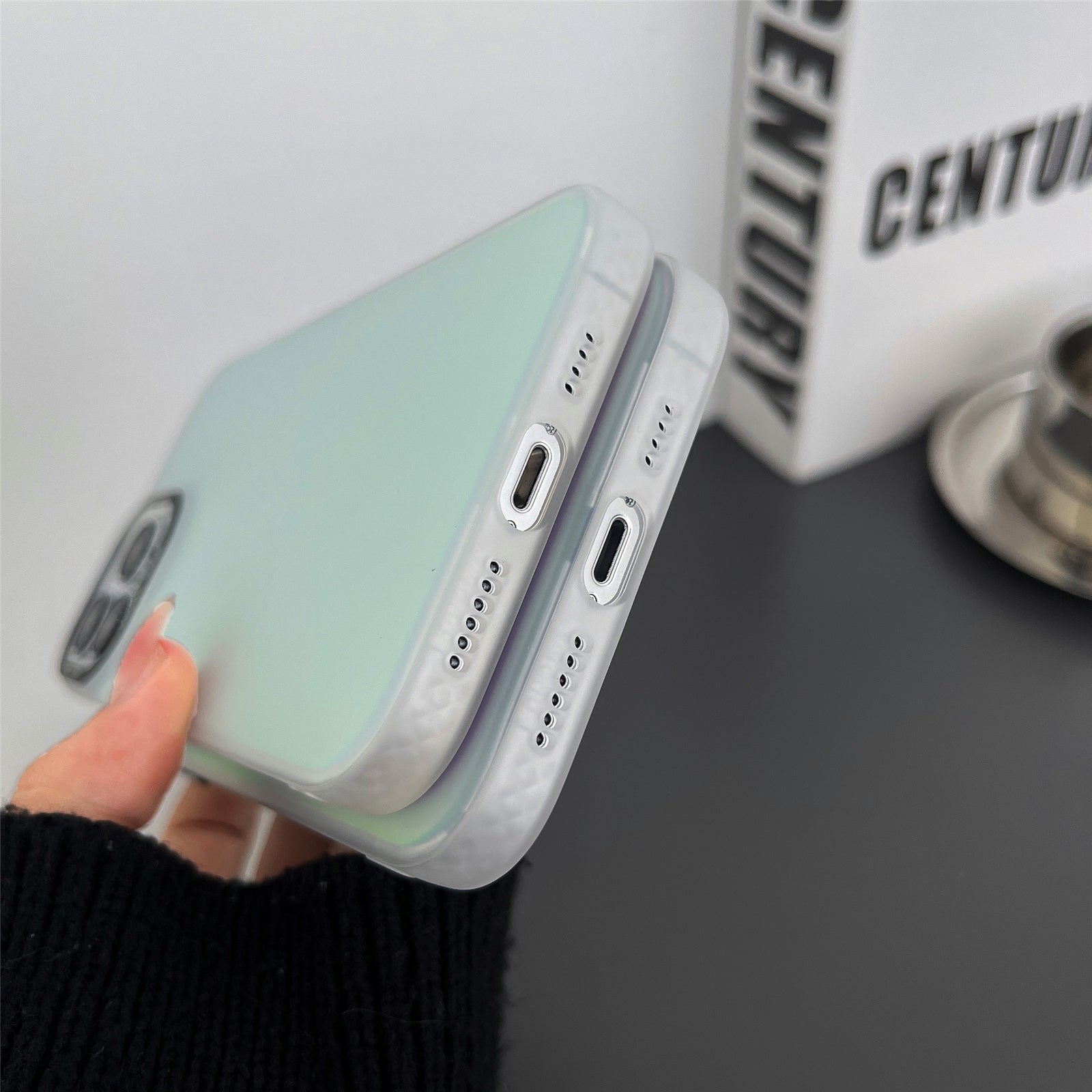For iPhone 13 Pro Max Shockproof Laser Discoloration Phone Case Anti-Dust PC TPU Phone Cover