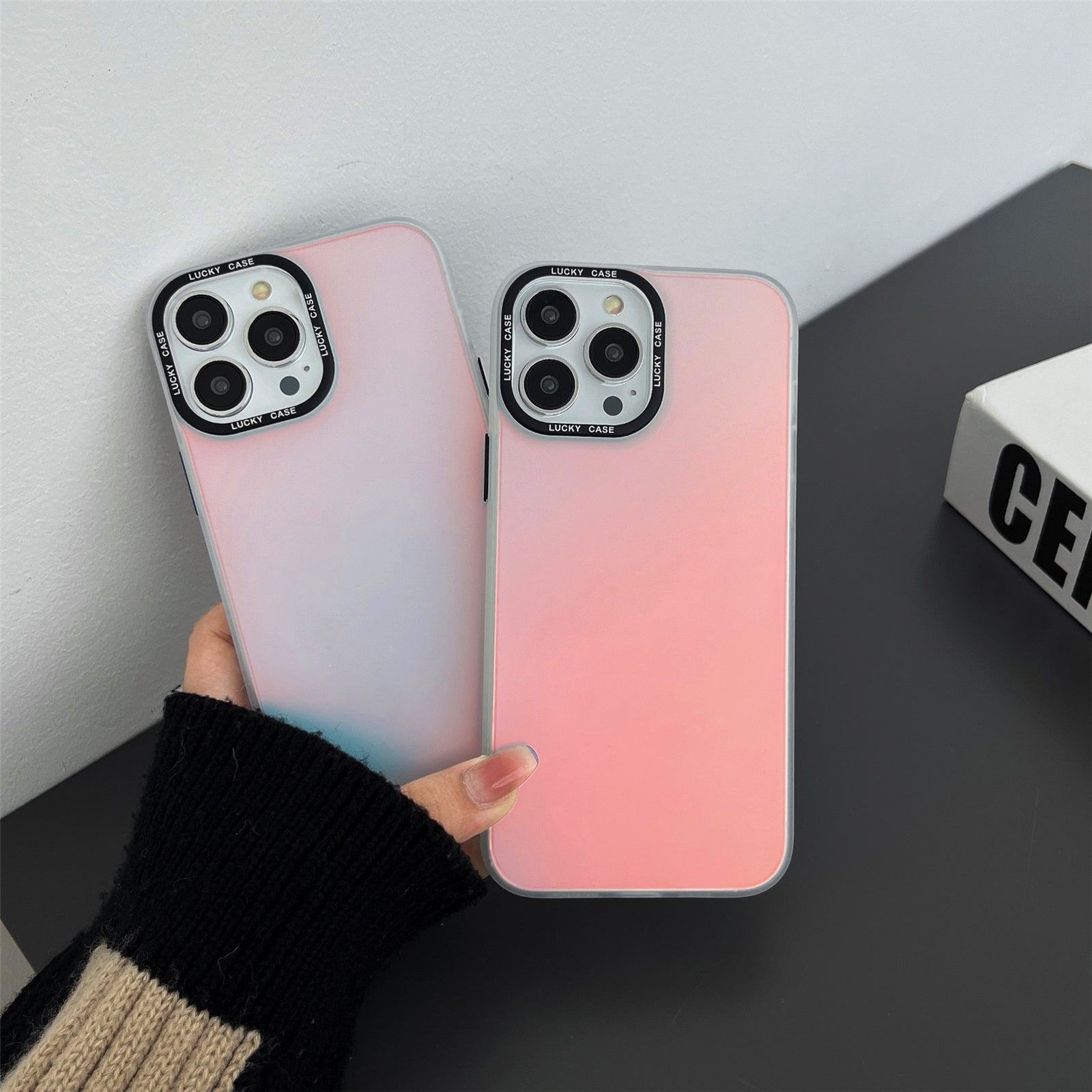 For iPhone 13 Pro Max Shockproof Laser Discoloration Phone Case Anti-Dust PC TPU Phone Cover