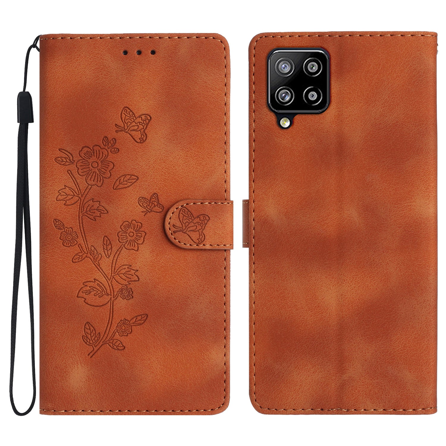 For Samsung Galaxy M53 5G Anti-drop Phone Case Imprinted Flower Wallet Stand Leather Cellphone Cover