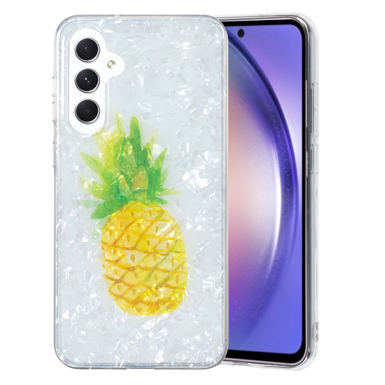 For Samsung Galaxy A54 5G Flexible TPU Case IMD Marble Flower Shell Pattern Back Cover