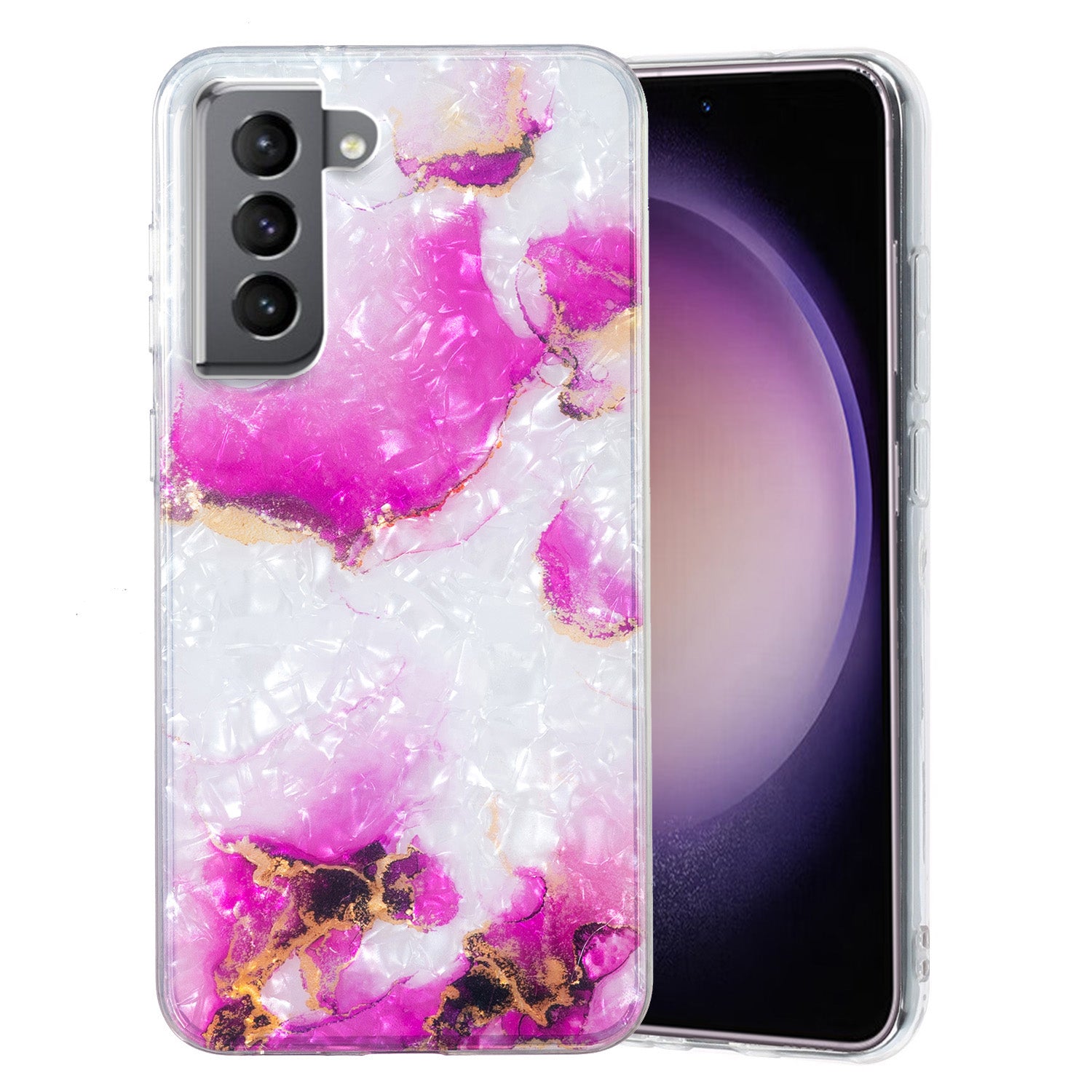 Pro Samsung Galaxy S21 5G / S21 4G TPU pouzdro na telefon IMD s mramorovým květinovým vzorem Kryt na telefon