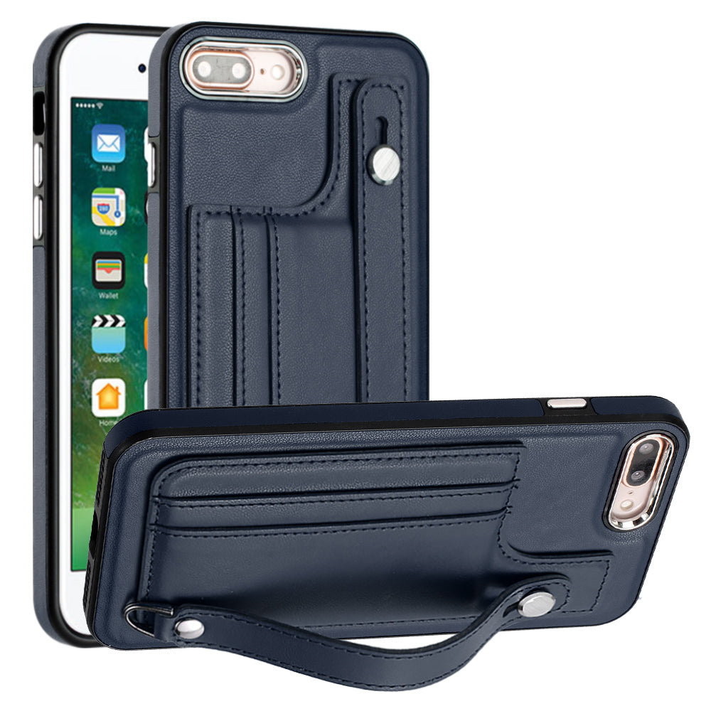 For iPhone 6 Plus/6s Plus/7 Plus/8 Plus 5.5 inch Case YB Leather Coating Series-5 Kickstand TPU Phone Cover with Card Slots