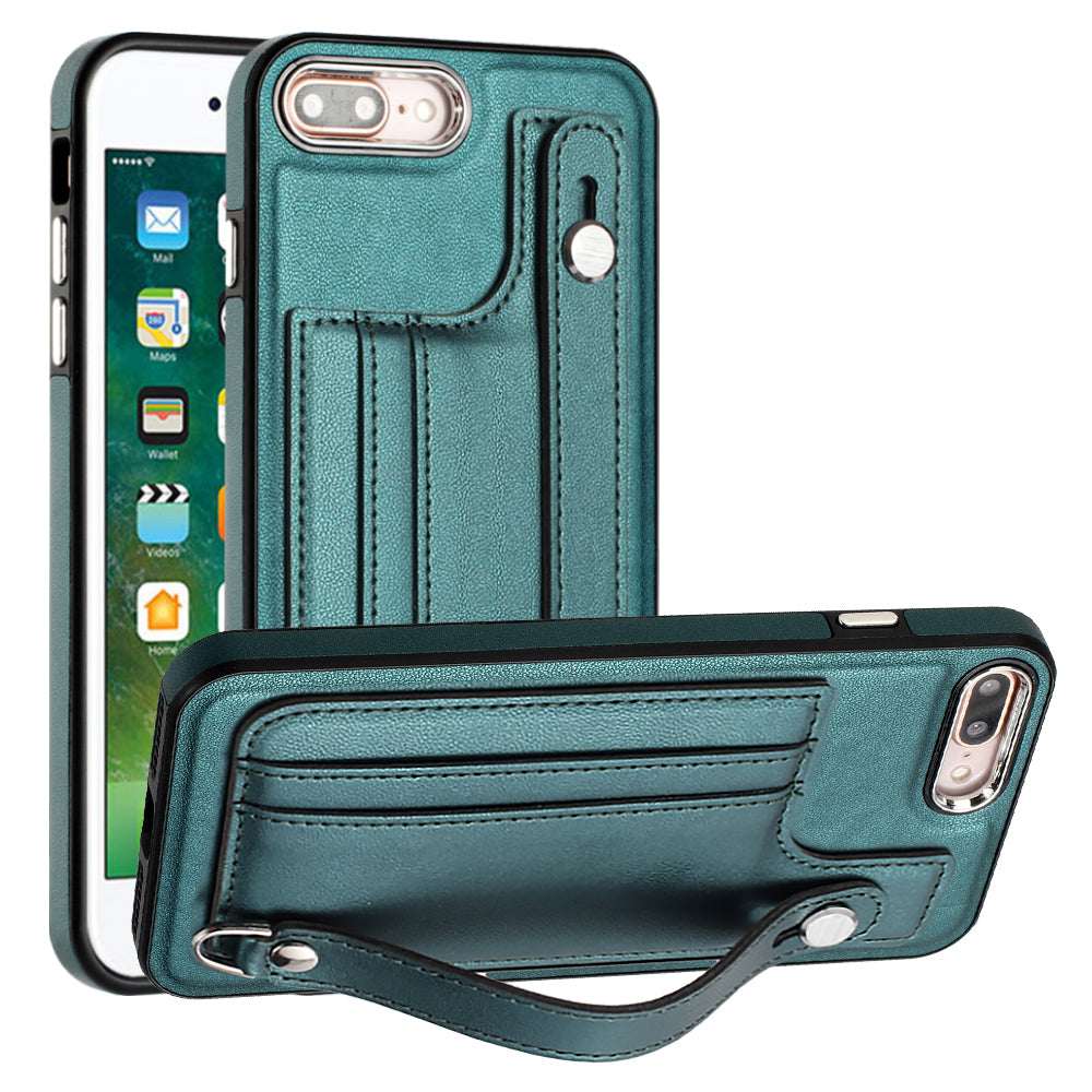 For iPhone 6 Plus/6s Plus/7 Plus/8 Plus 5.5 inch Case YB Leather Coating Series-5 Kickstand TPU Phone Cover with Card Slots