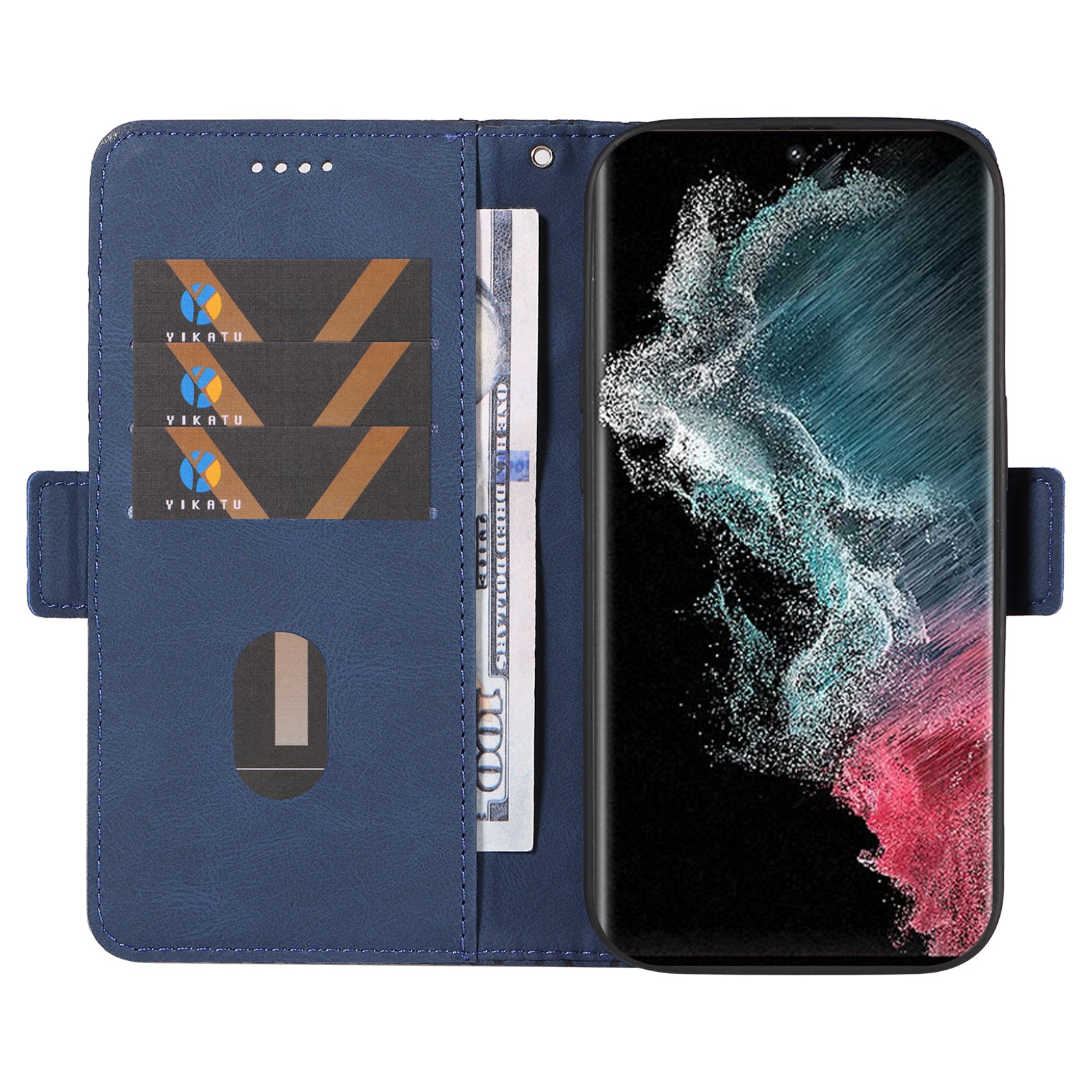 For Samsung Galaxy S22 Ultra 5G Anti-fall PU Leather Phone Case Color Splicing Rhombus Imprinted Wallet Stand Cover