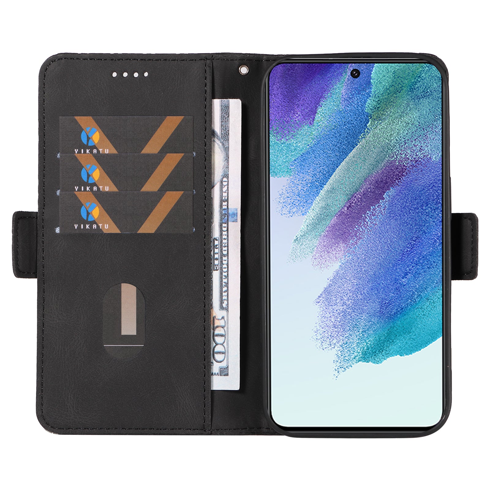 PU Leather TPU Phone Case for Samsung Galaxy S21 FE 5G Color Splicing Rhombus Imprinted Wallet Stand Cover