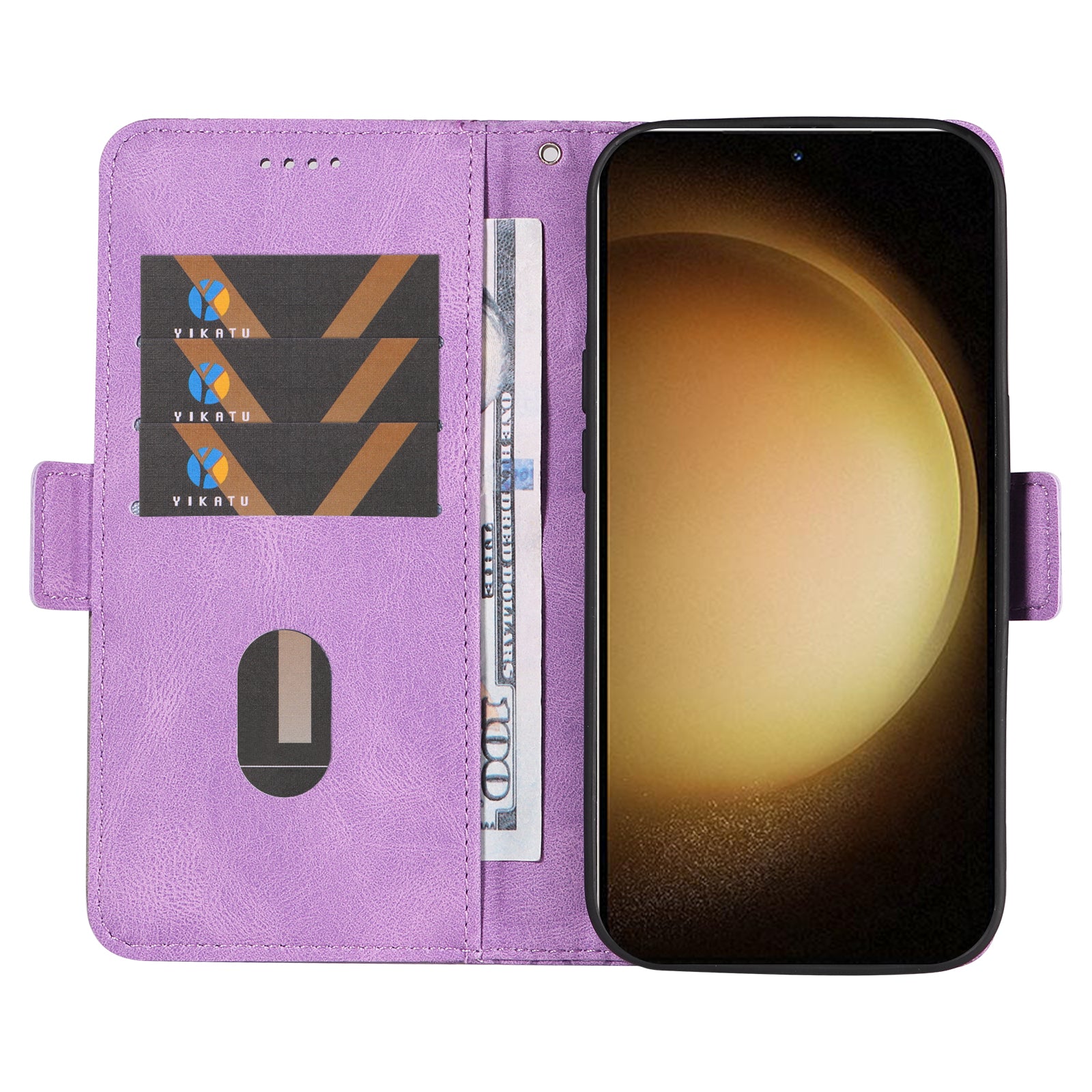 Rhombus Imprinted Case for Samsung Galaxy S23 Wallet Stand PU Leather Phone Cover