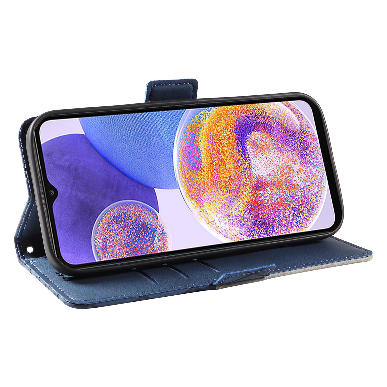 For Samsung Galaxy A23 4G / A23 5G (Global Version) / F23 5G / M23 5G Rhombus Imprinted Color Splicing Stand Cover Phone Leather Wallet Case