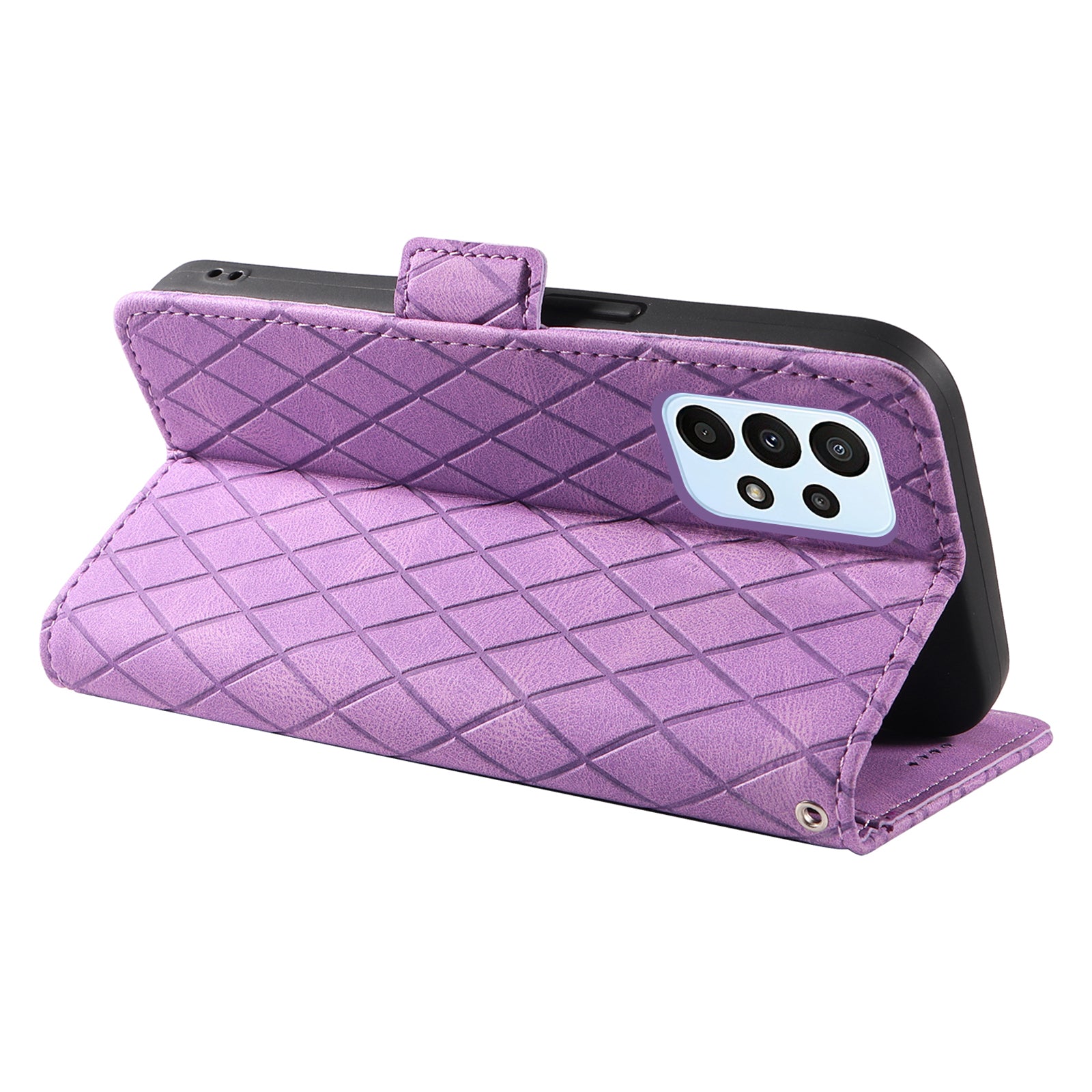 For Samsung Galaxy A53 5G Color Splicing Case Rhombus Imprinted Leather Wallet Stand Phone Cover