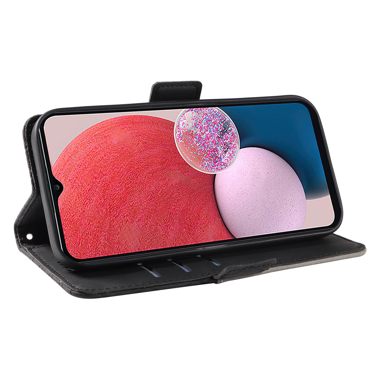 Til Samsung Galaxy A32 4G (EU-version) Mobiltelefoncover Farve splejsning Rhombus præget læderholder pungetui