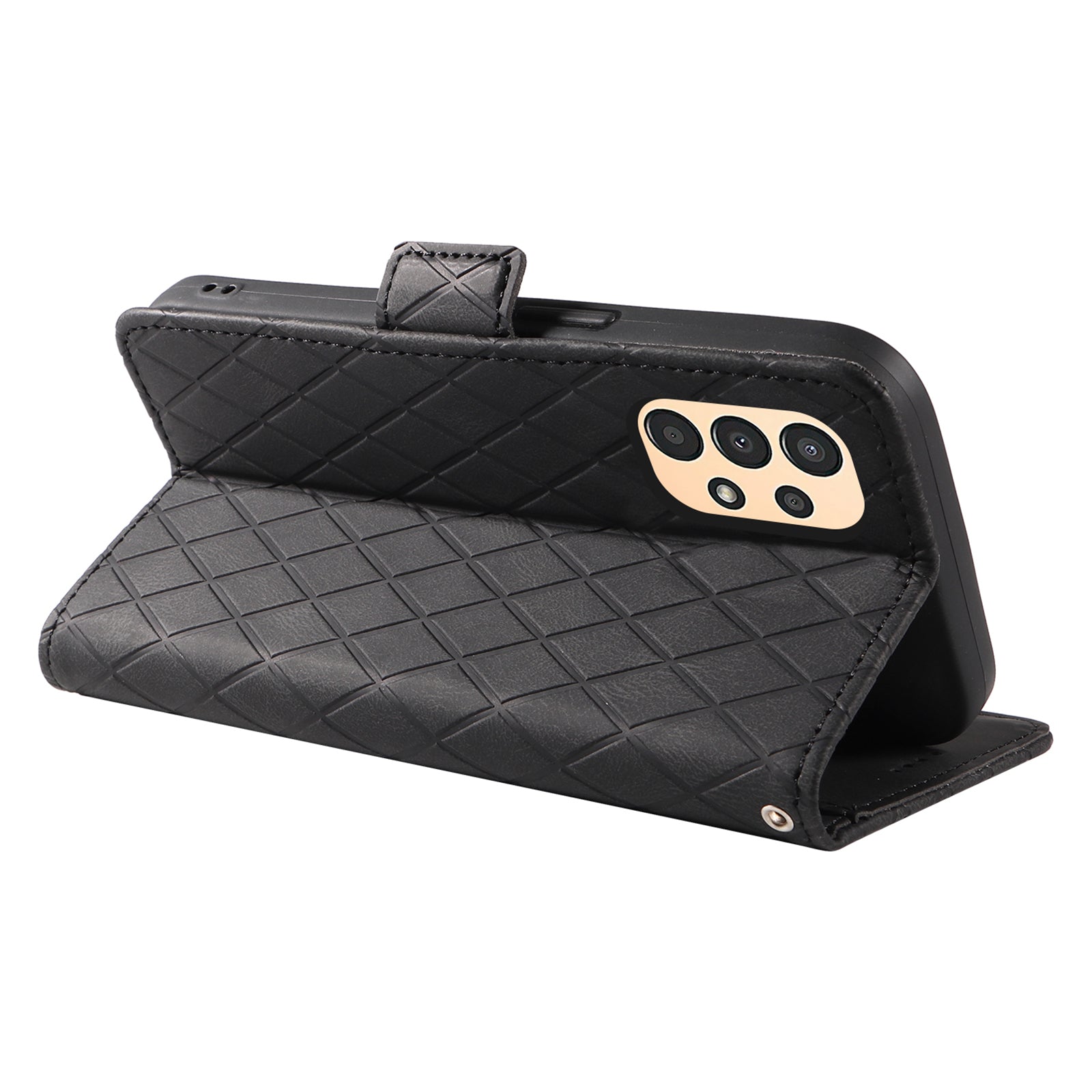 Til Samsung Galaxy A32 5G / M32 5G Farvesplejsning Rhombus påtrykt Smart Phone Cover Læder Stand Wallet Case