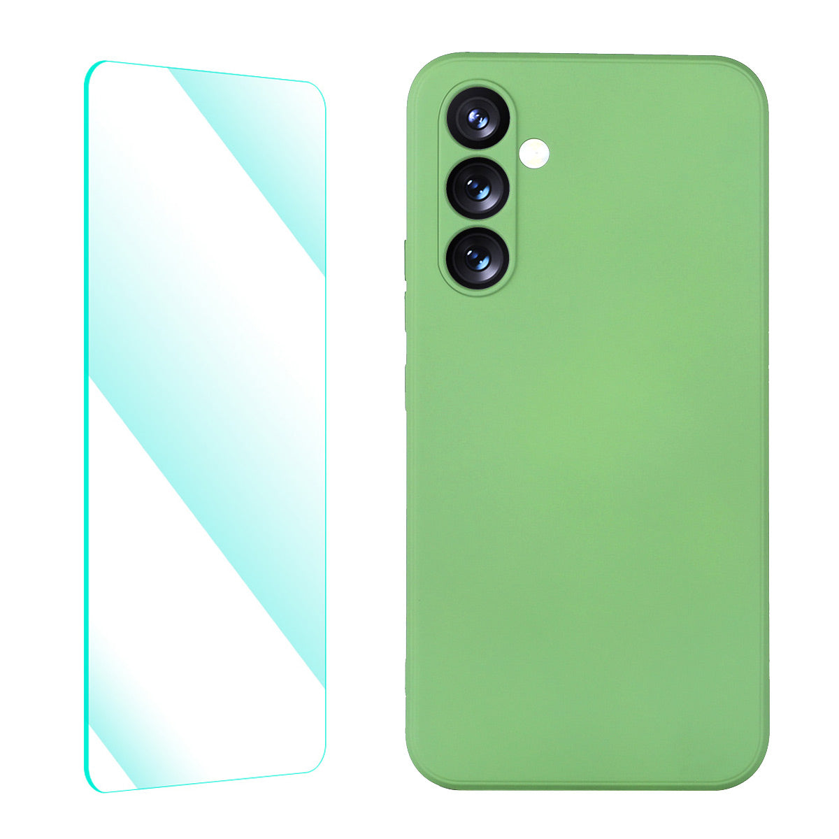 ENKAY HAT PRINCE For Samsung Galaxy A54 5G Liquid Silicone Case Straight Edge Phone Cover with 0.26mm High Aluminium-silicon Glass Clear Film