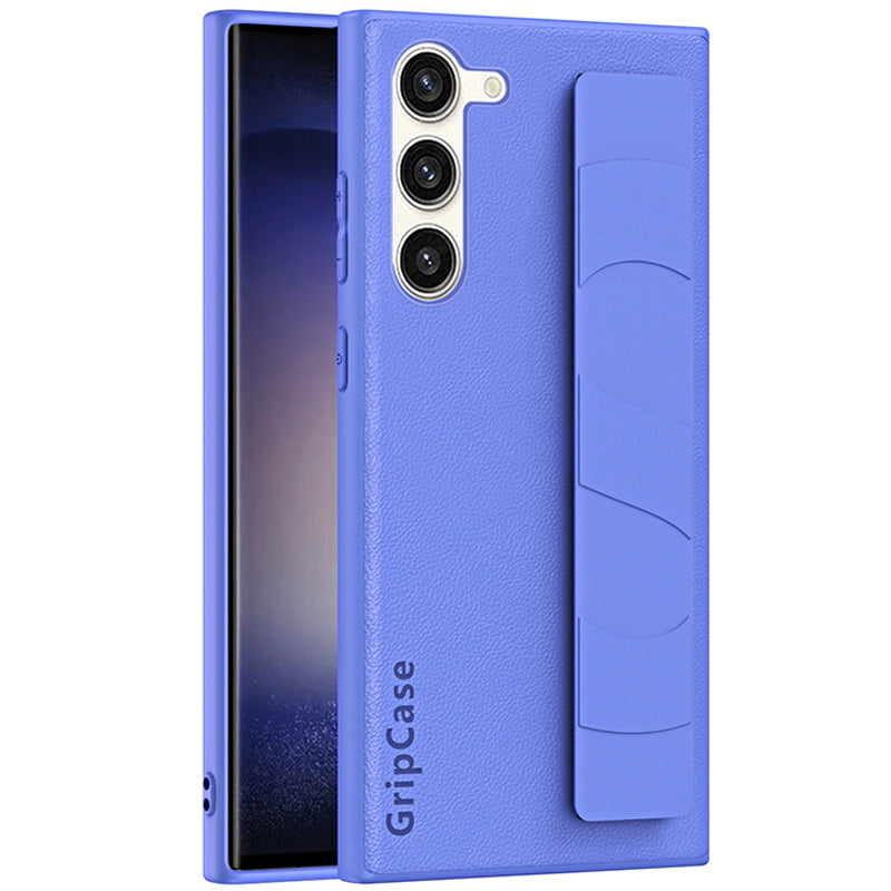 For Samsung Galaxy S22 5G Anti-drop Phone Cover Litchi Texture PU Leather Coated PC TPU Case with Wristband