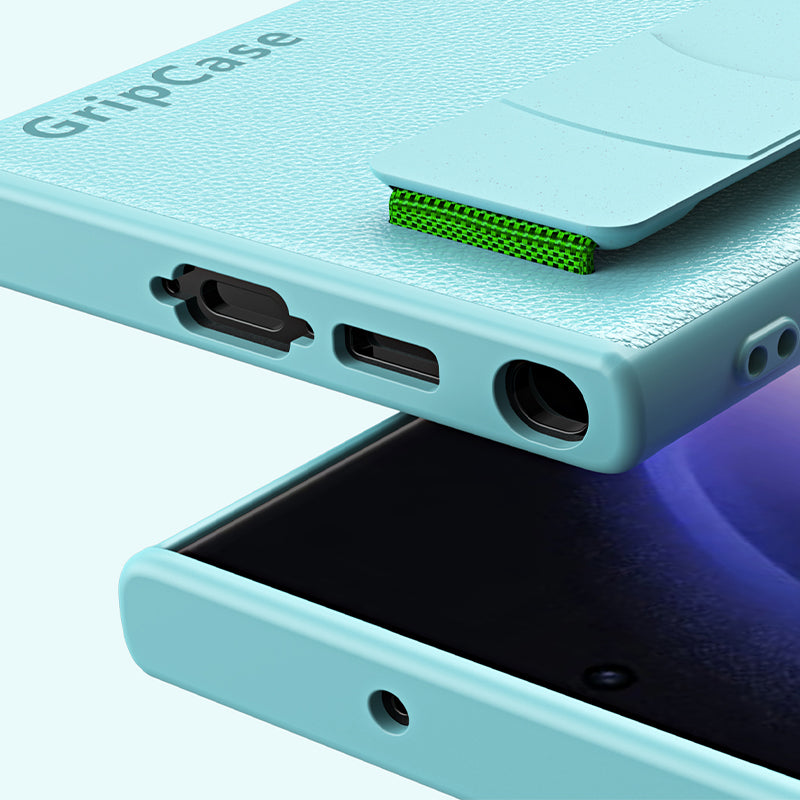 For Samsung Galaxy S22 Ultra 5G Litchi Texture PU Leather Coated PC TPU Shockproof Case Phone Cover with Wristband