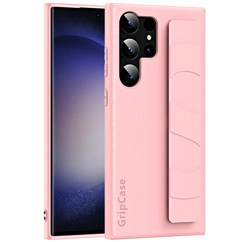 For Samsung Galaxy S22 Ultra 5G Litchi Texture PU Leather Coated PC TPU Shockproof Case Phone Cover with Wristband