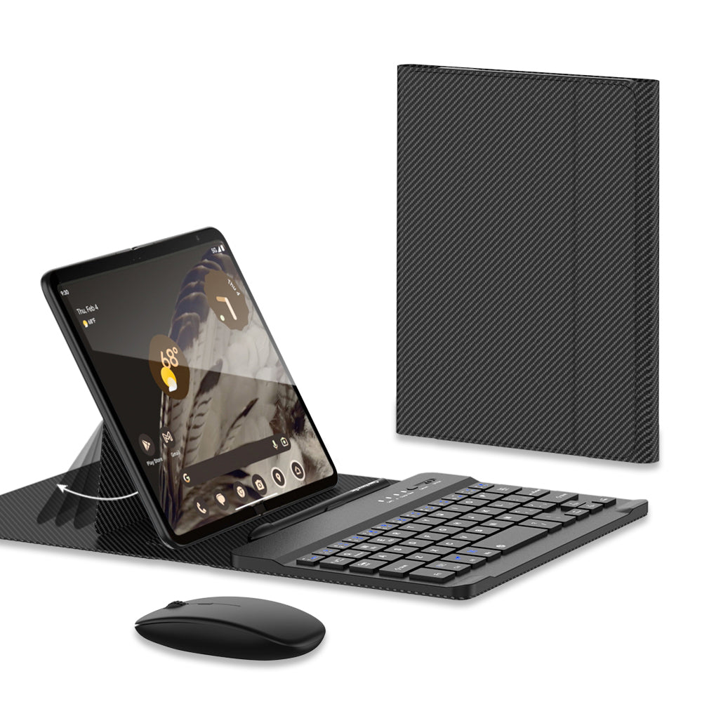 For Samsung Galaxy Fold / Z Fold Series PU Leather Case Adjustable Kickstand Cover with Bluetooth Keyboard Mouse