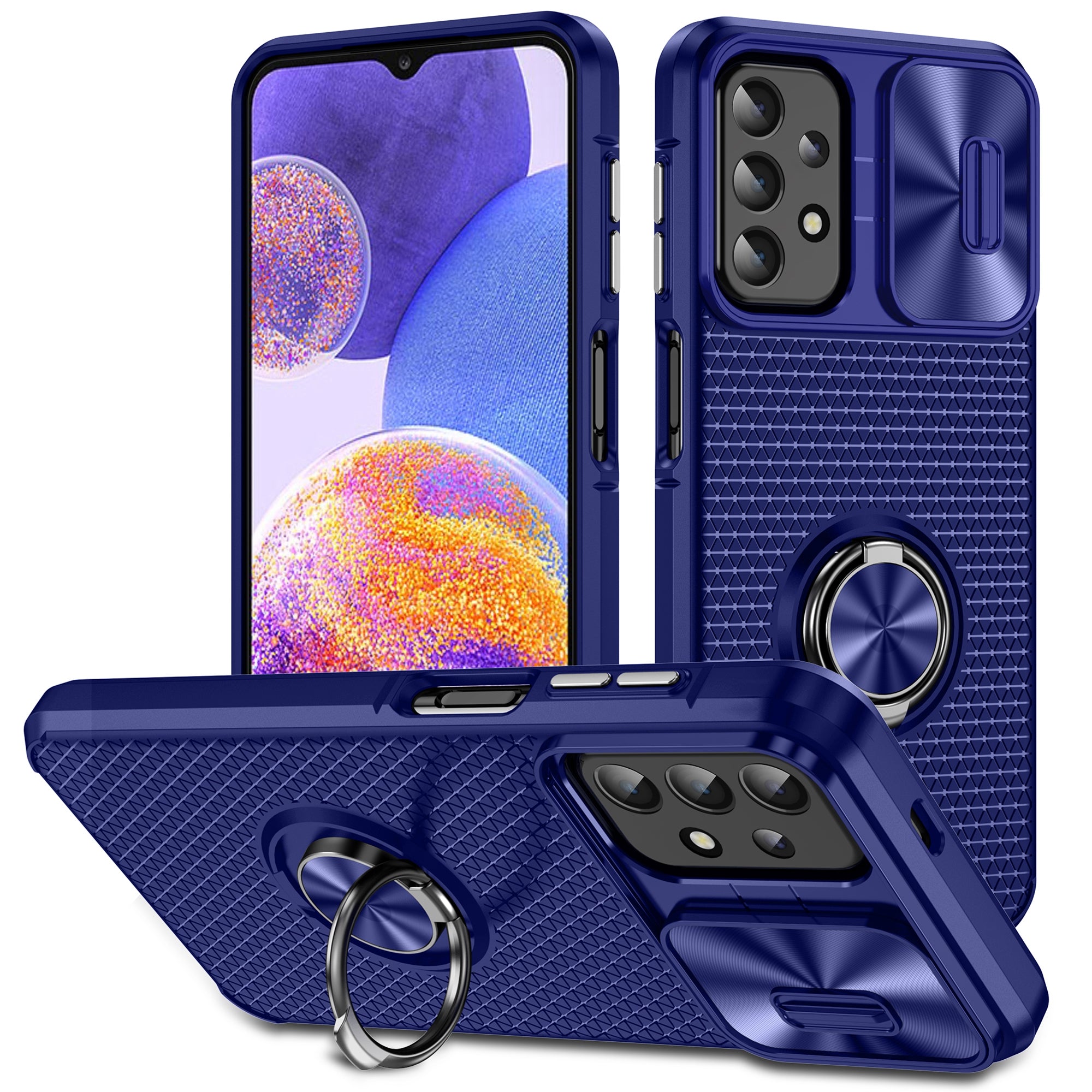 For Samsung Galaxy A23 4G / A23 5G (Global Version) / A13 4G / A13 5G / M13 5G / A04 4G / A04s 4G Slide Camera Lid Phone Case PC TPU Kickstand Cover