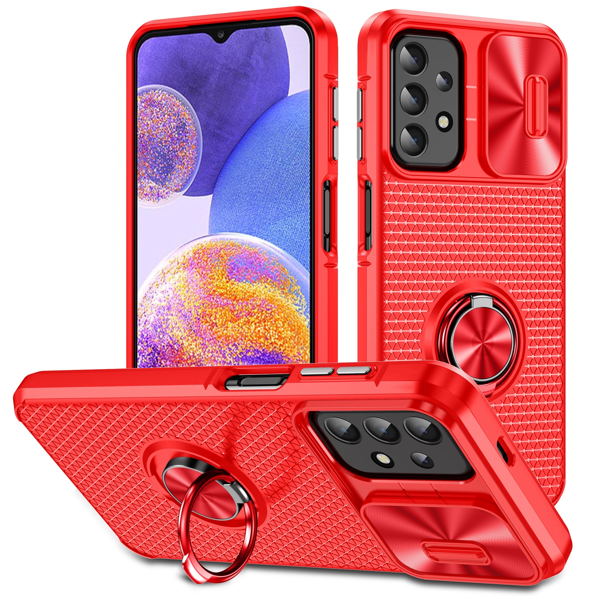 For Samsung Galaxy A23 4G / A23 5G (Global Version) / A13 4G / A13 5G / M13 5G / A04 4G / A04s 4G Slide Camera Lid Phone Case PC TPU Kickstand Cover