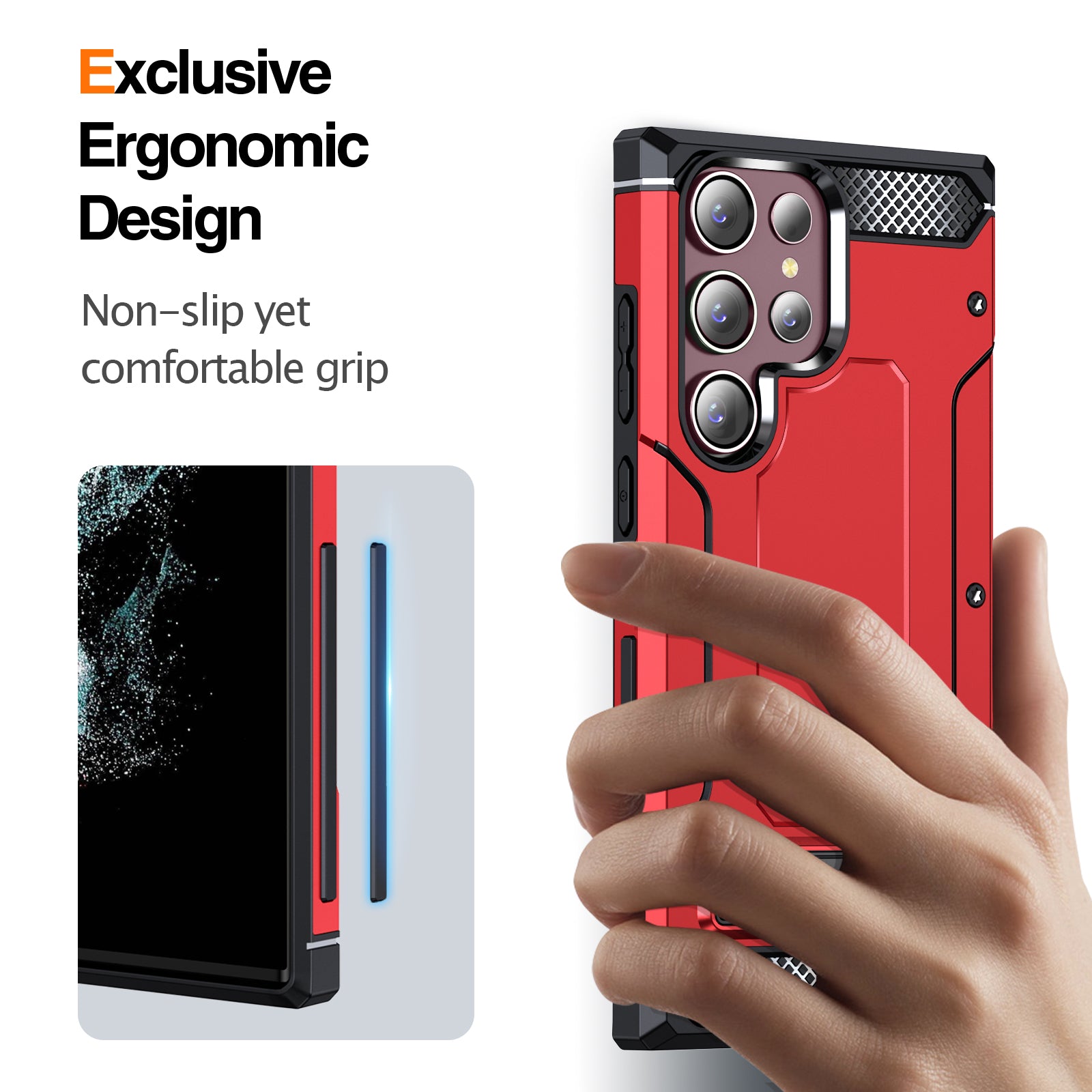 For Samsung Galaxy S23 Ultra Metal Kickstand Phone Case TPU PC Drop-proof Cover
