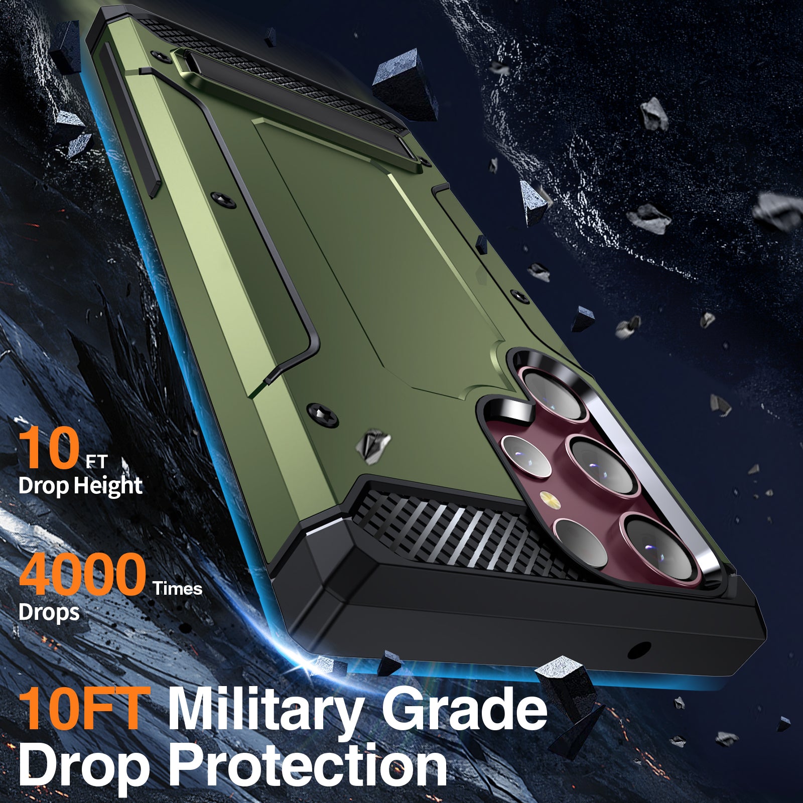 For Samsung Galaxy S23 Ultra Metal Kickstand Phone Case TPU PC Drop-proof Cover