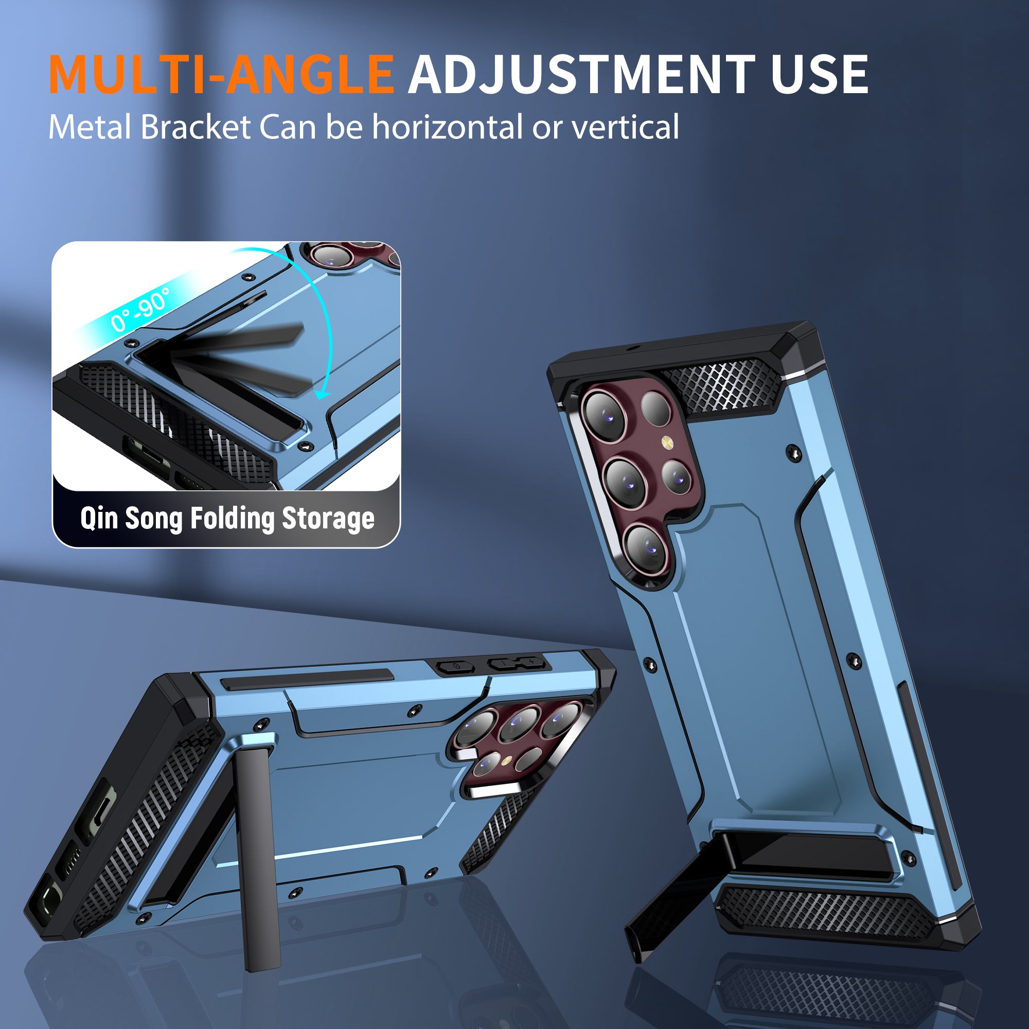 For Samsung Galaxy S23 Ultra Metal Kickstand Phone Case TPU PC Drop-proof Cover