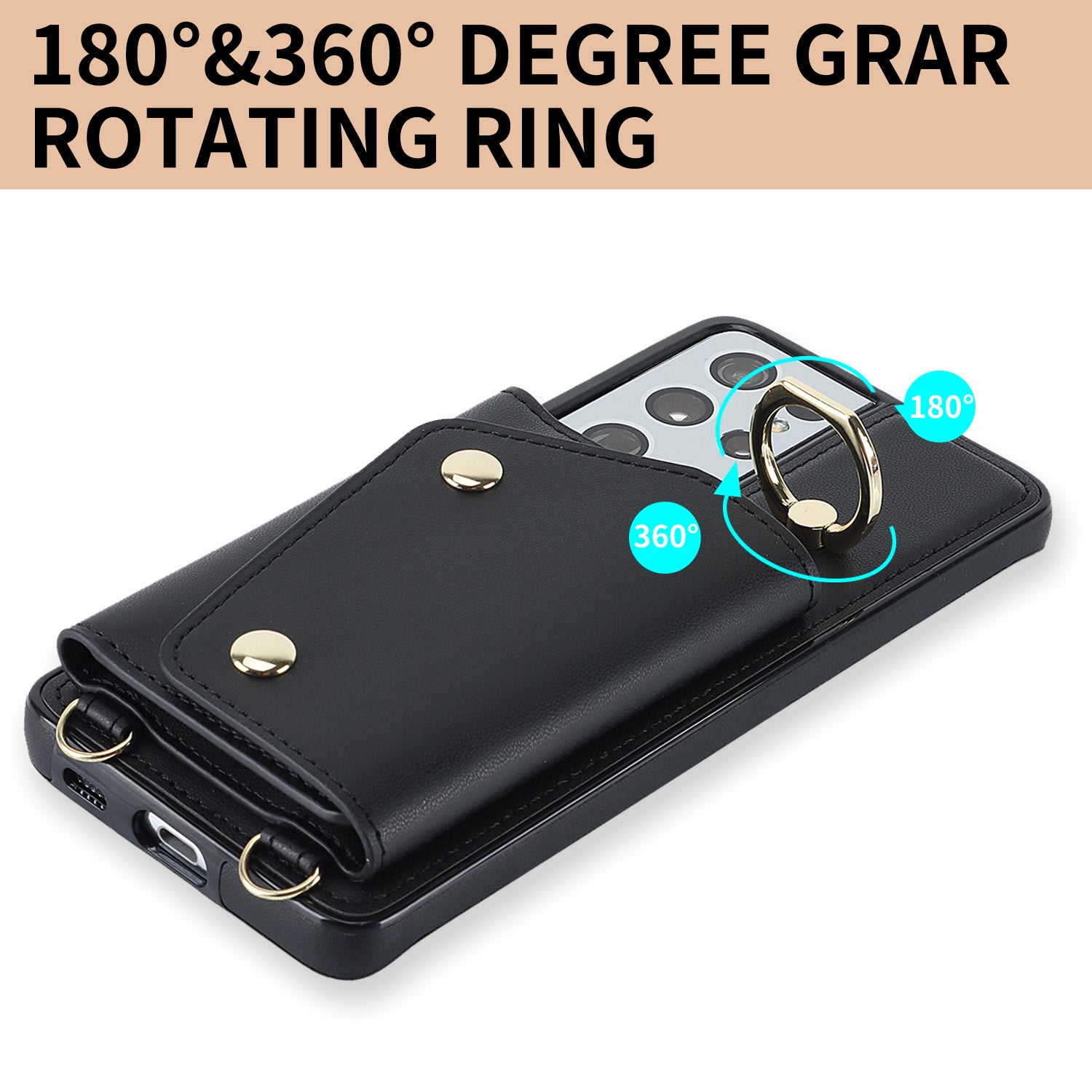 For Samsung Galaxy S21 Ultra 5G Crossbody Phone Case with Zipper Wallet Kickstand PU Leather Coated TPU Cover