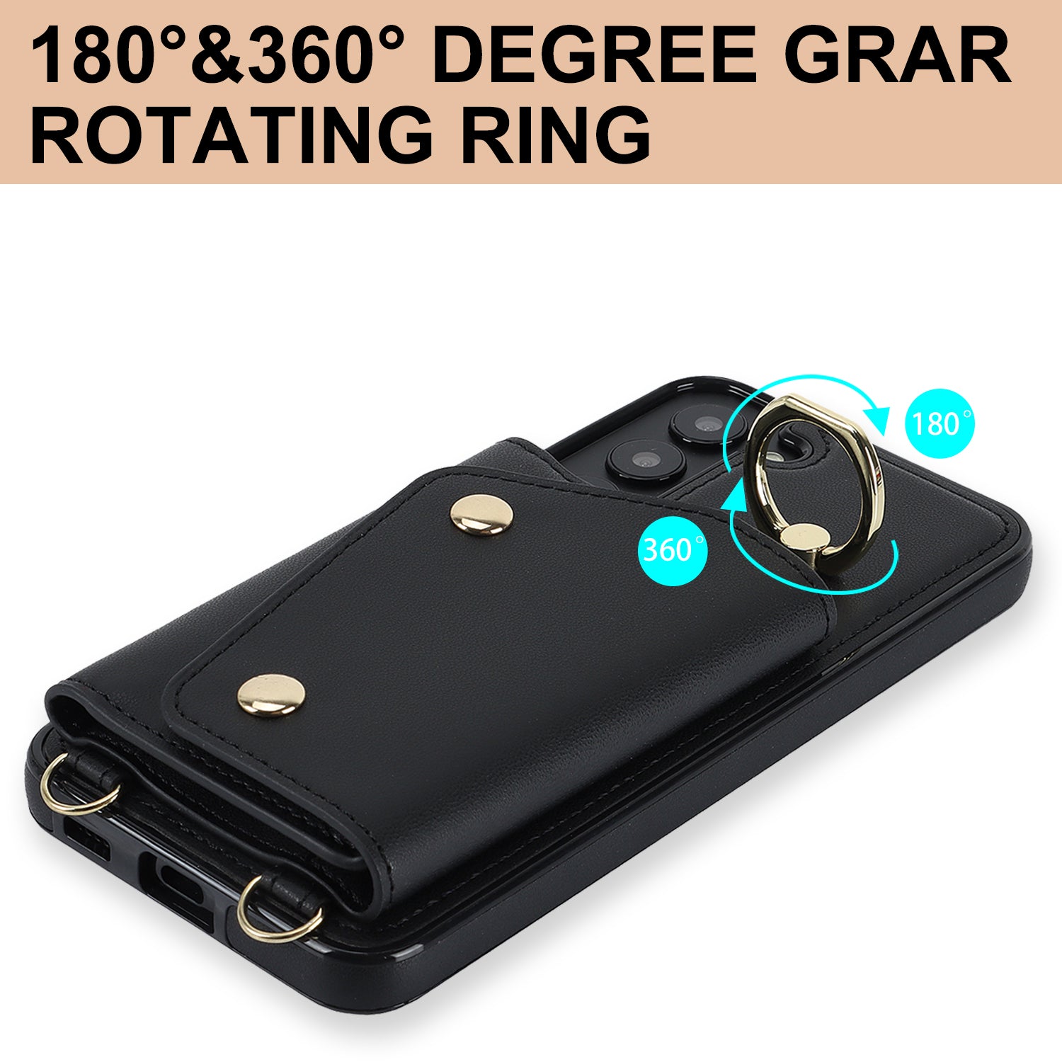 For Samsung Galaxy S22 5G Zipper Wallet Phone Cover Rotary Ring Kickstand PU Leather Coated TPU Case