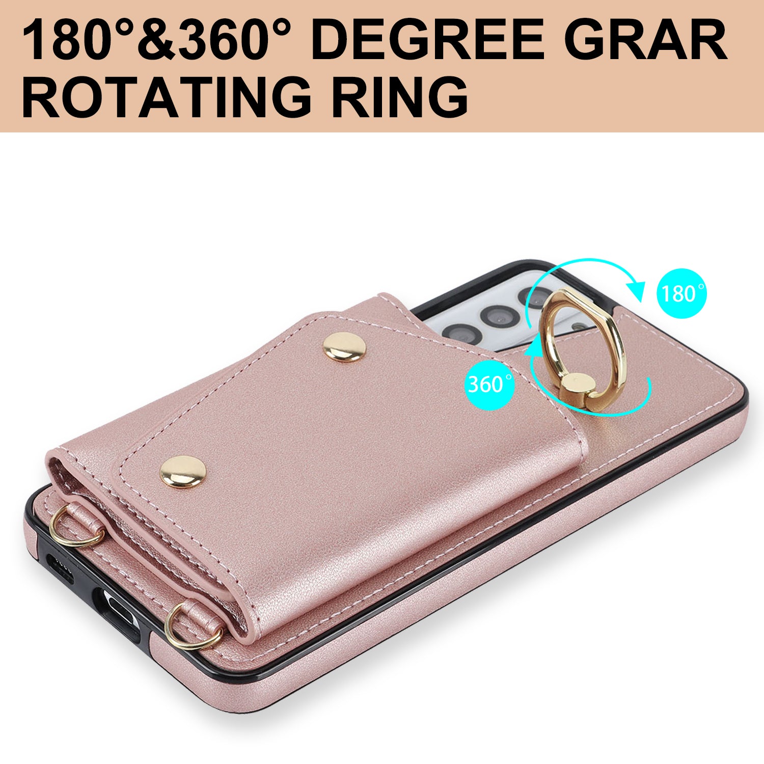 For Samsung Galaxy S21 5G Zipper Wallet Ring Kickstand Case PU Leather Coated TPU Phone Cover