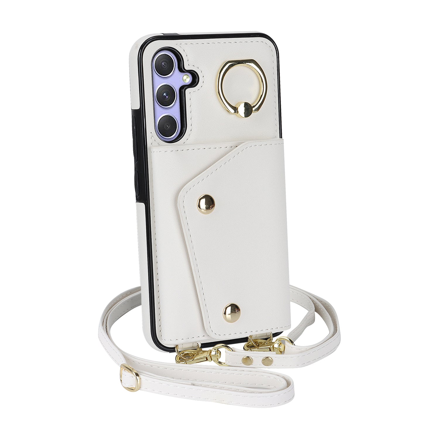 Phone Case for Samsung Galaxy A14 5G PU Leather Coated TPU Cover with Zipper Wallet Kickstand