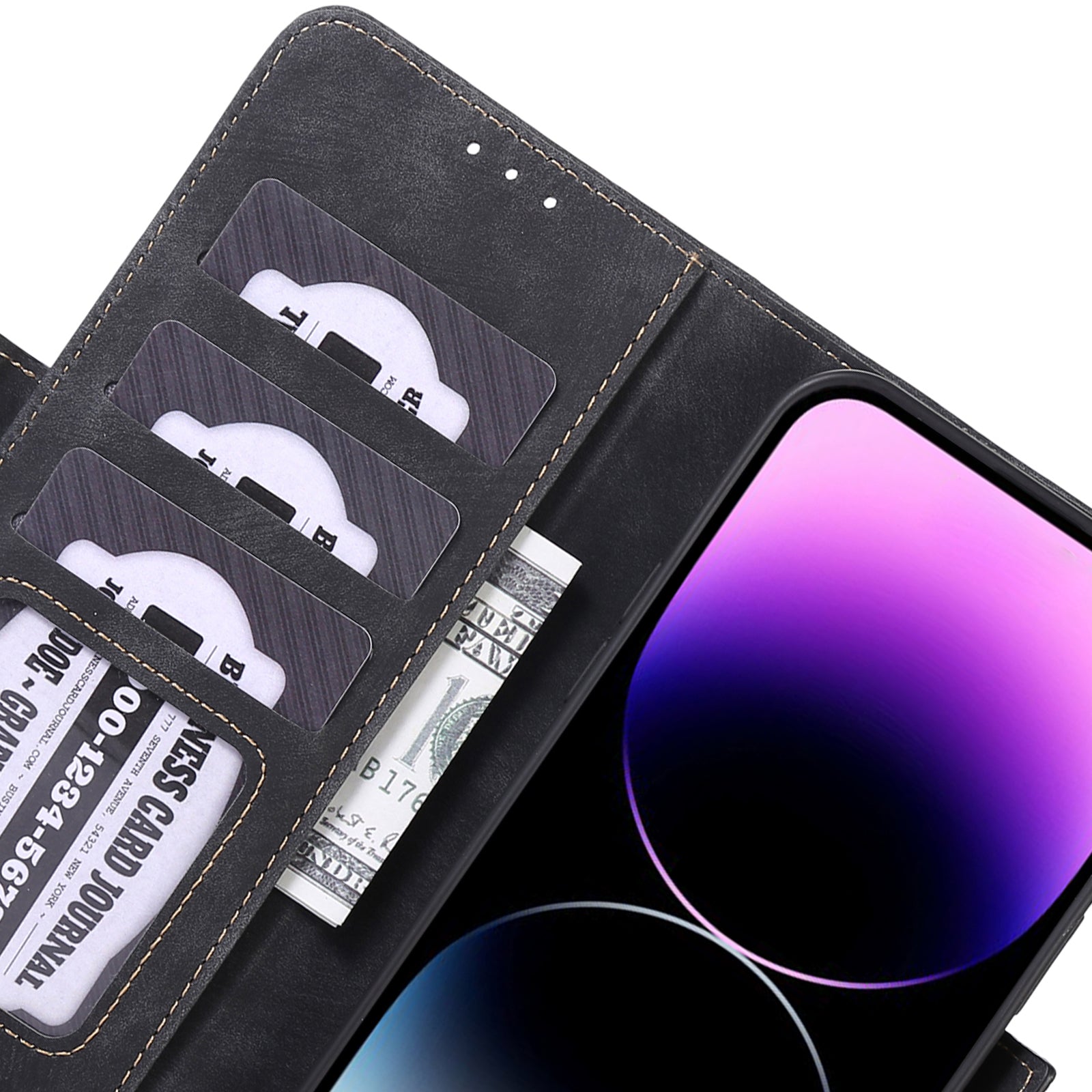 ABEEL PU Leather Shell for Samsung Galaxy S23 Wallet Cover Retro Texture Mobile Phone Stand Case