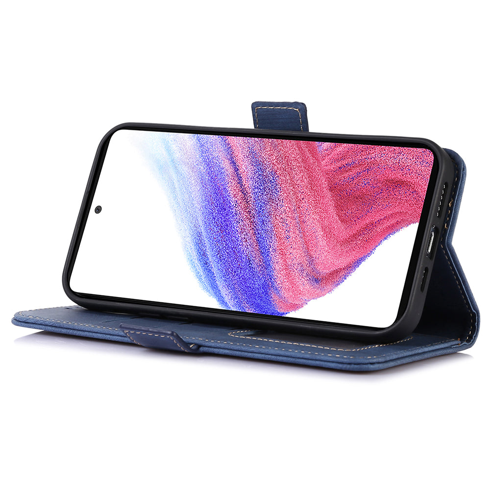 ABEEL PU Leather Shell for Samsung Galaxy S23 Wallet Cover Retro Texture Mobile Phone Stand Case