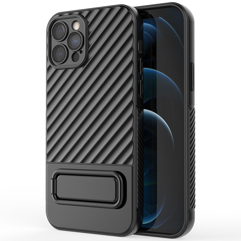 Anti-Scratch Phone Cover for iPhone 12 Pro Kickstand Design Shockproof TPU Phone Case