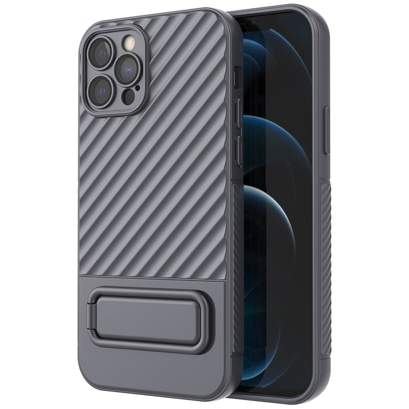 Anti-Scratch Phone Cover for iPhone 12 Pro Kickstand Design Shockproof TPU Phone Case