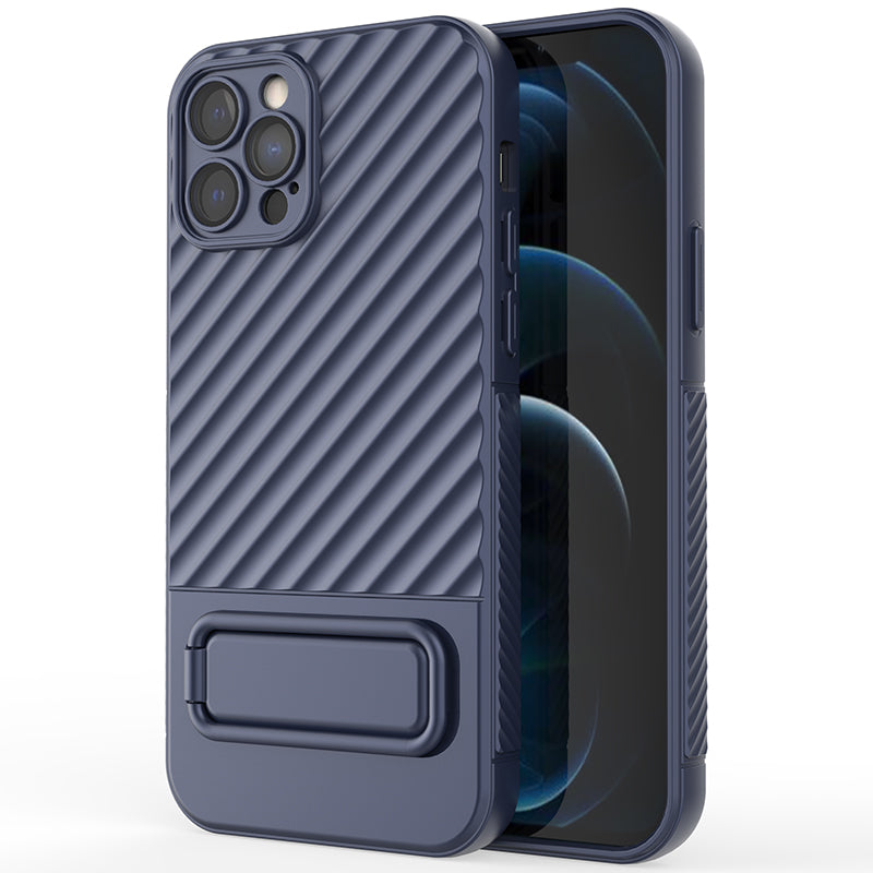 Anti-Scratch Phone Cover for iPhone 12 Pro Kickstand Design Shockproof TPU Phone Case
