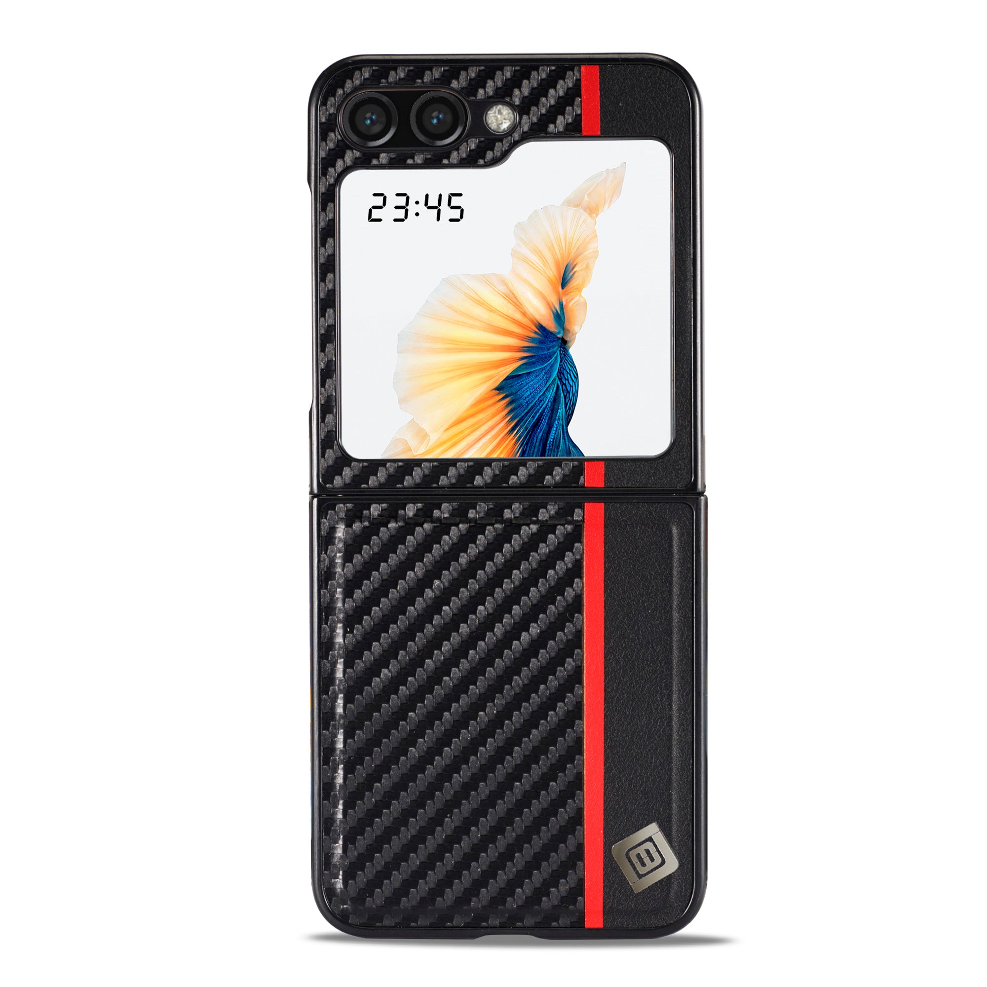 LC.IMEEK For Samsung Galaxy Z Flip5 5G Carbon Fiber Texture Phone Case PU Leather+PC Shockproof Cover