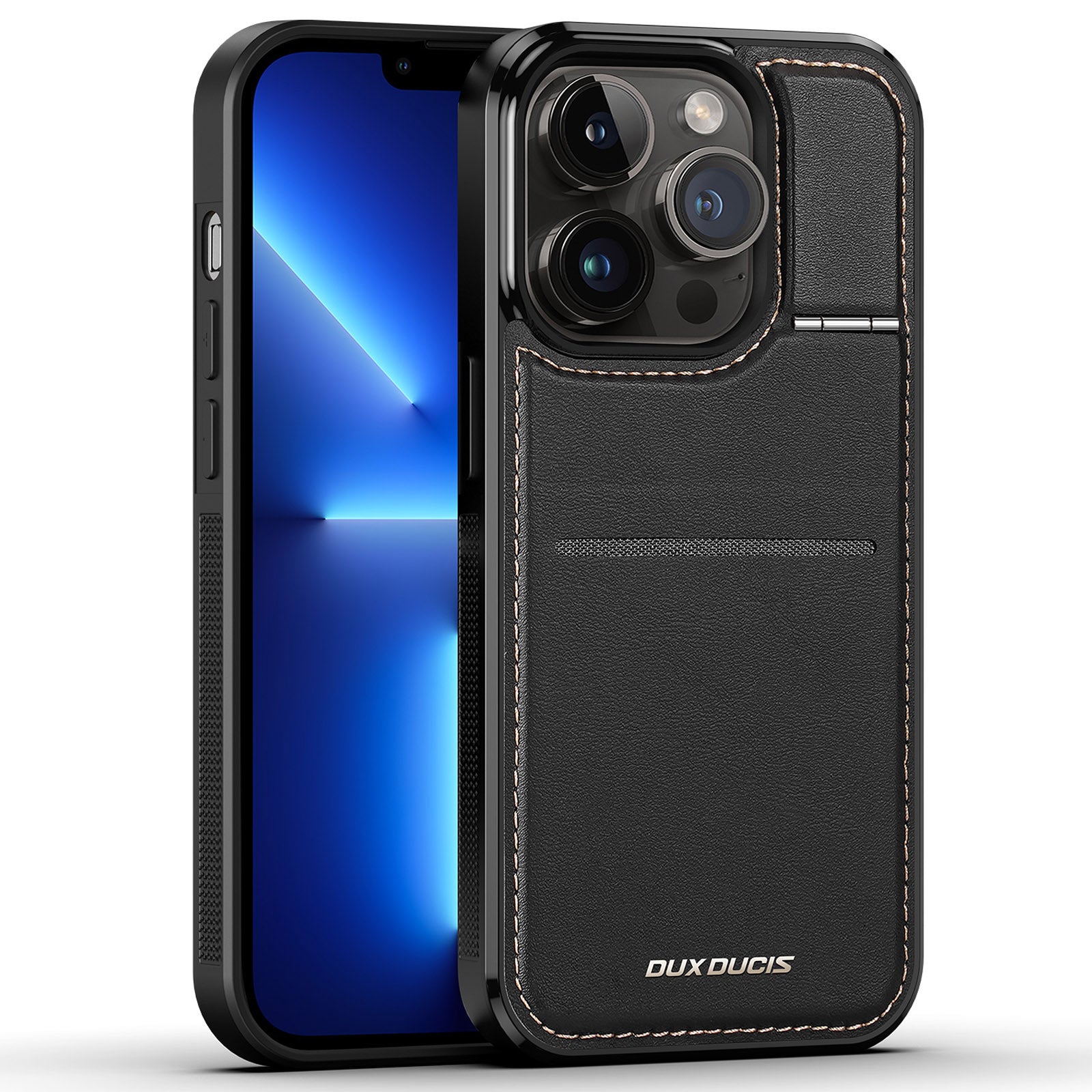 DUX DUCIS Rafi Series for iPhone 13 Pro Max 6.7 inch Card Holder Kickstand Phone Case RFID Blocking Magnetic Leather PC TPU Cover