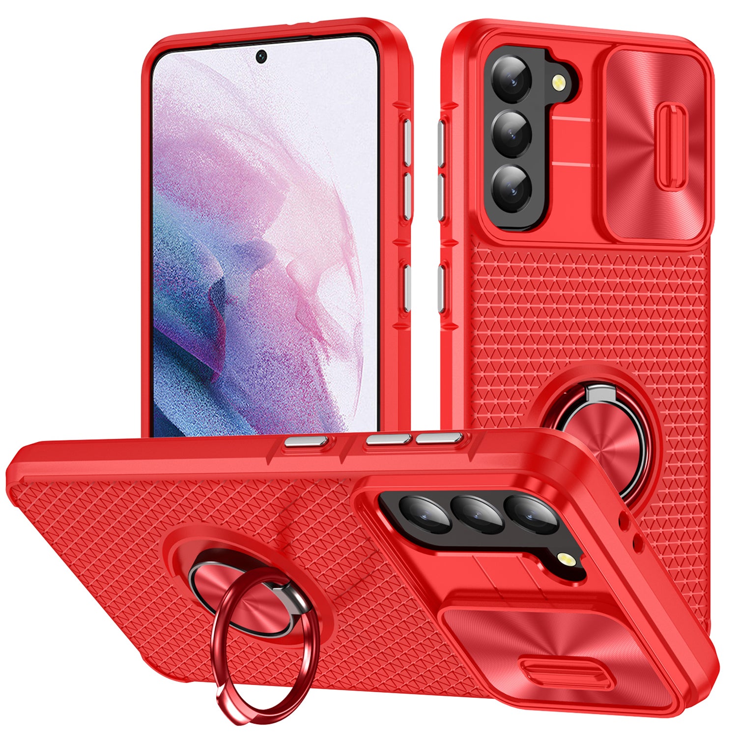 For Samsung Galaxy S21 5G Slide Camera Protection Phone Case PC TPU Kickstand Cover