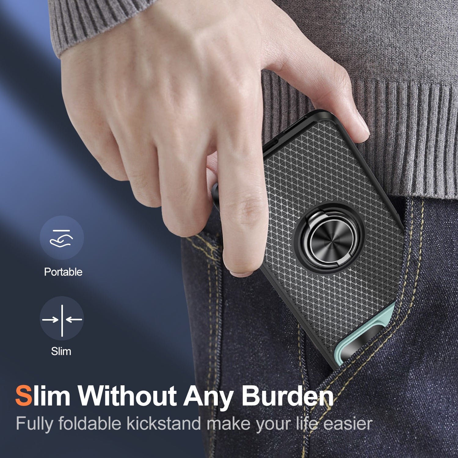 For Samsung Galaxy S21 5G Kickstand PC TPU Phone Case with Slide Camera Cover